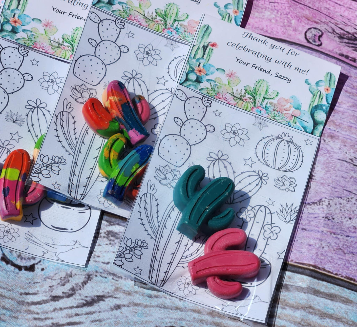 Cactus Coloring Kit with Crayons | Western Birthday Party Favor | Rodeo Theme Gift | Kids Party Fillers | Cactus Crayons