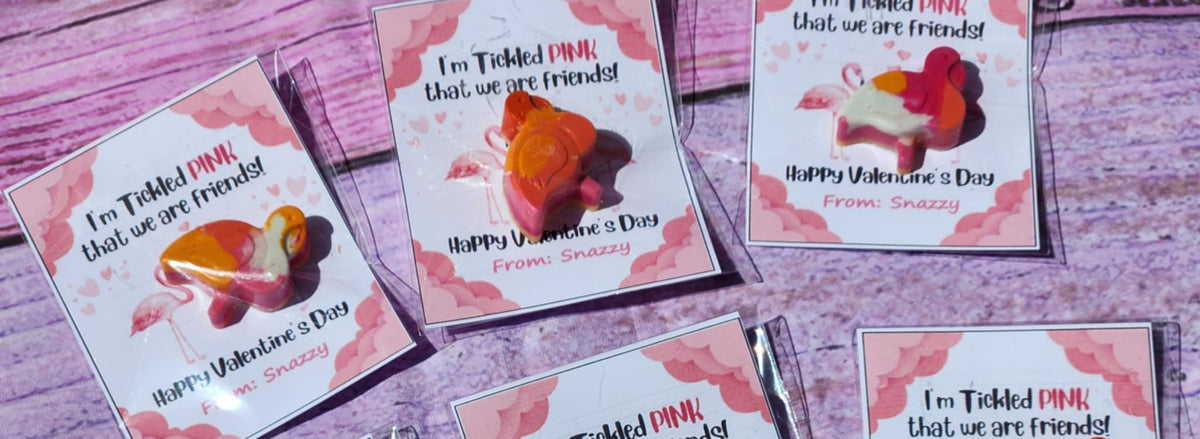 Personalized Flamingo Valentine's Day Cards with Crayon: Non-Candy Favor