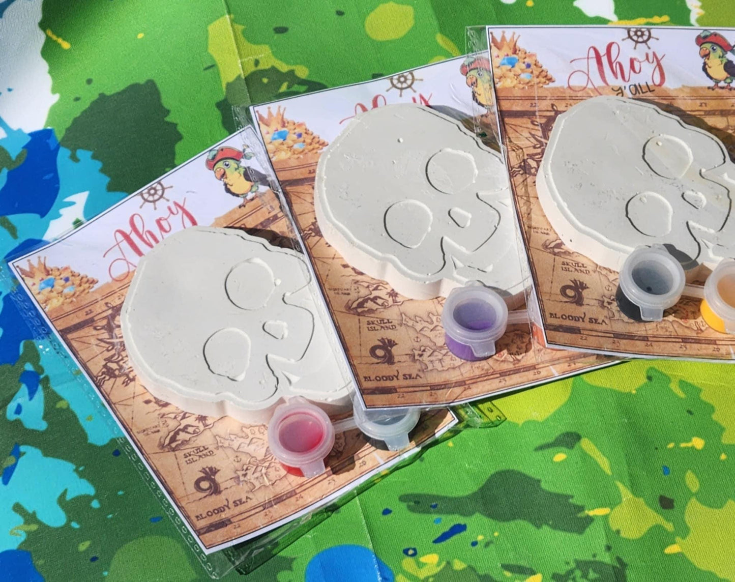 Skull Themed Paint Party Favors for Kids | DIY Pirate Craft Kit | Birthday Activity | Non-Toxic Paint | Boy or Girl Gift | Party Supplies