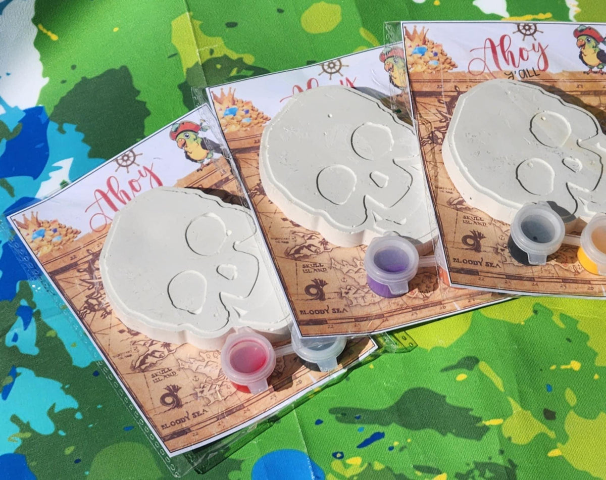 Skull Themed Paint Party Favors for Kids | DIY Pirate Craft Kit | Birthday Activity | Non-Toxic Paint | Boy or Girl Gift | Party Supplies