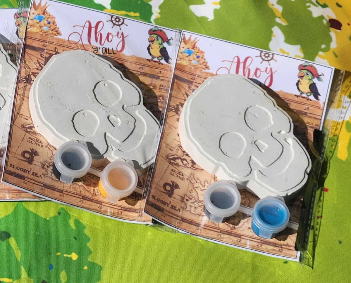 Skull Themed Paint Party Favors for Kids | DIY Pirate Craft Kit | Birthday Activity | Non-Toxic Paint | Boy or Girl Gift | Party Supplies