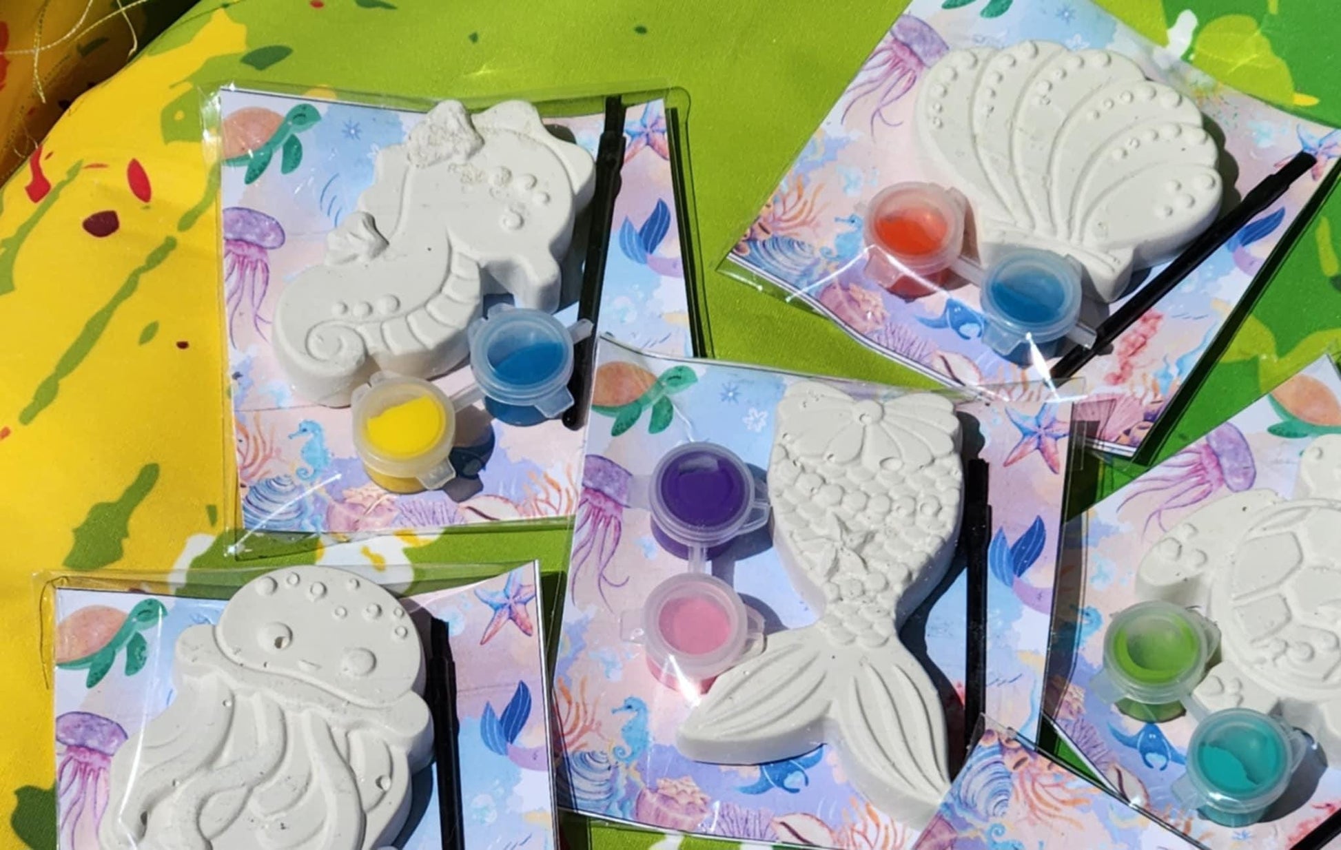 Girly Ocean Themed Paint Kits | Under the Sea Party Favors | DIY Kids Painting Activity | Girls Birthday Art Kit | Kids Paint Craft