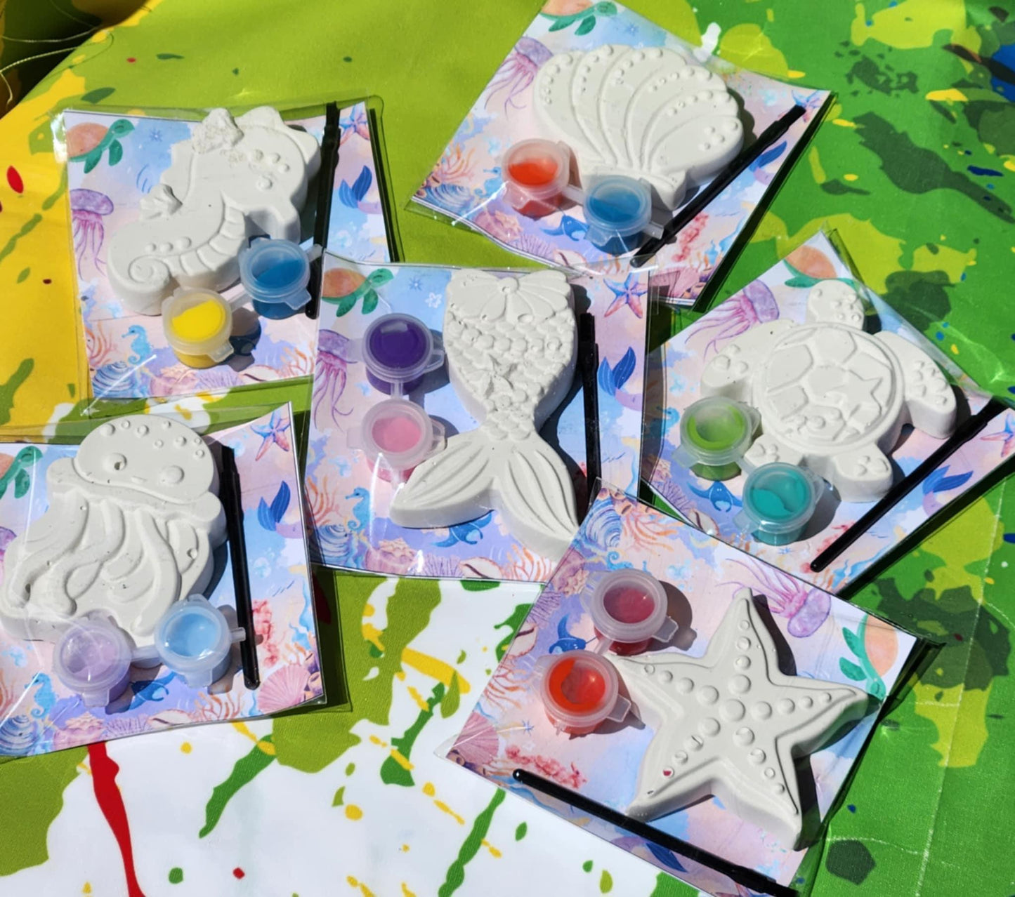 Girly Ocean Themed Paint Kits | Under the Sea Party Favors | DIY Kids Painting Activity | Girls Birthday Art Kit | Kids Paint Craft
