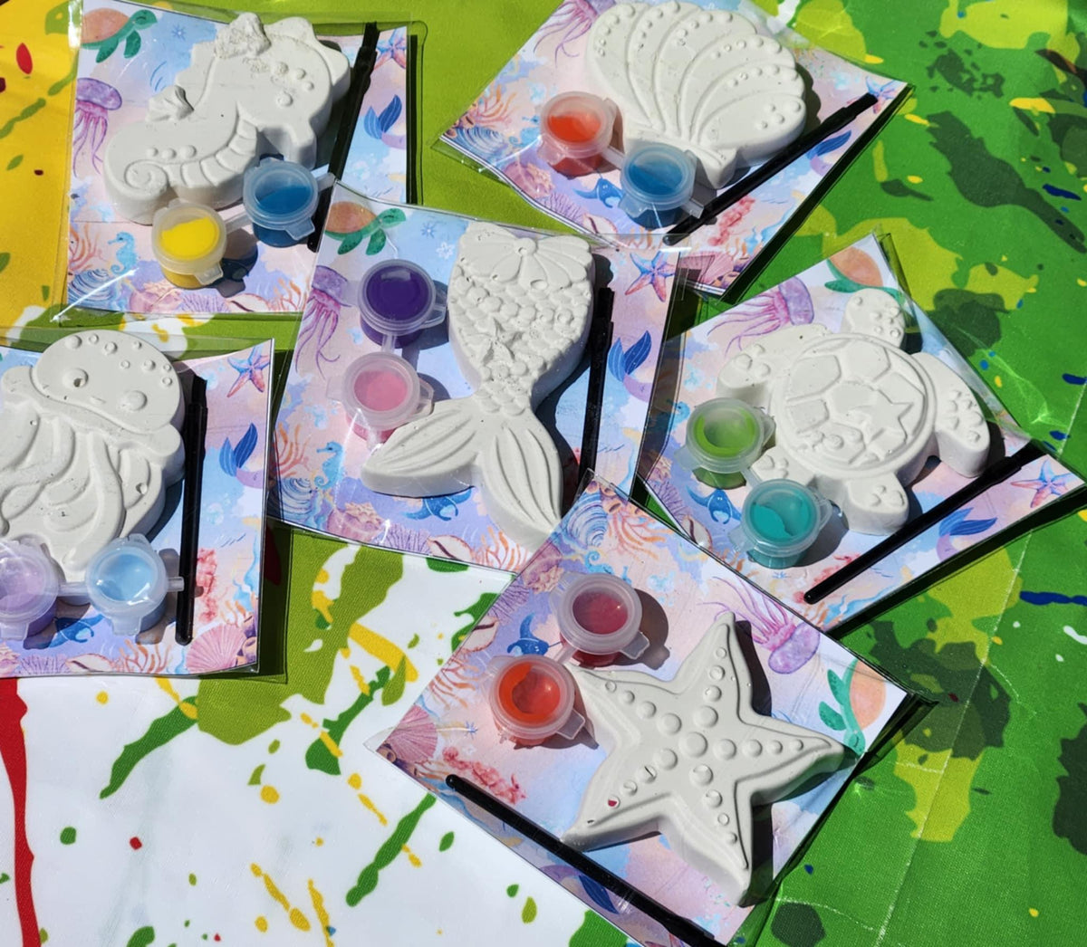 Girly Ocean Themed Paint Kits | Under the Sea Party Favors | DIY Kids Painting Activity | Girls Birthday Art Kit | Kids Paint Craft