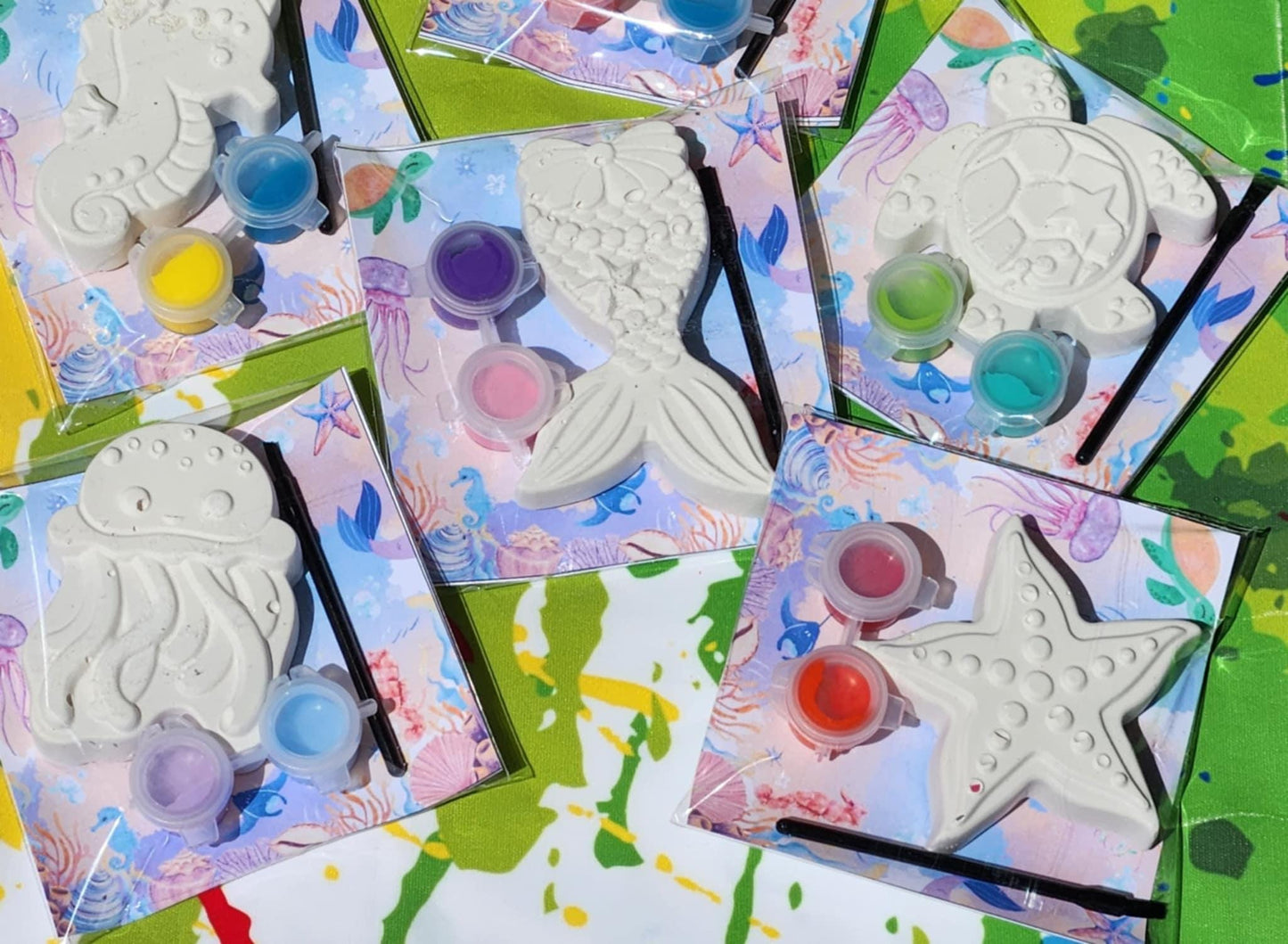 Girly Ocean Themed Paint Kits | Under the Sea Party Favors | DIY Kids Painting Activity | Girls Birthday Art Kit | Kids Paint Craft