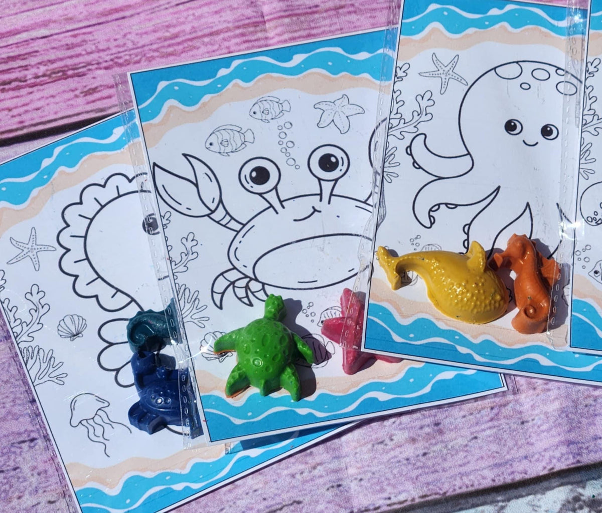 Under the Sea Crayon Party Favors | Ocean Crayons | Kids Birthday Favor | Ocean Themed Party Supplies | Mermaid Party Goodie Bags