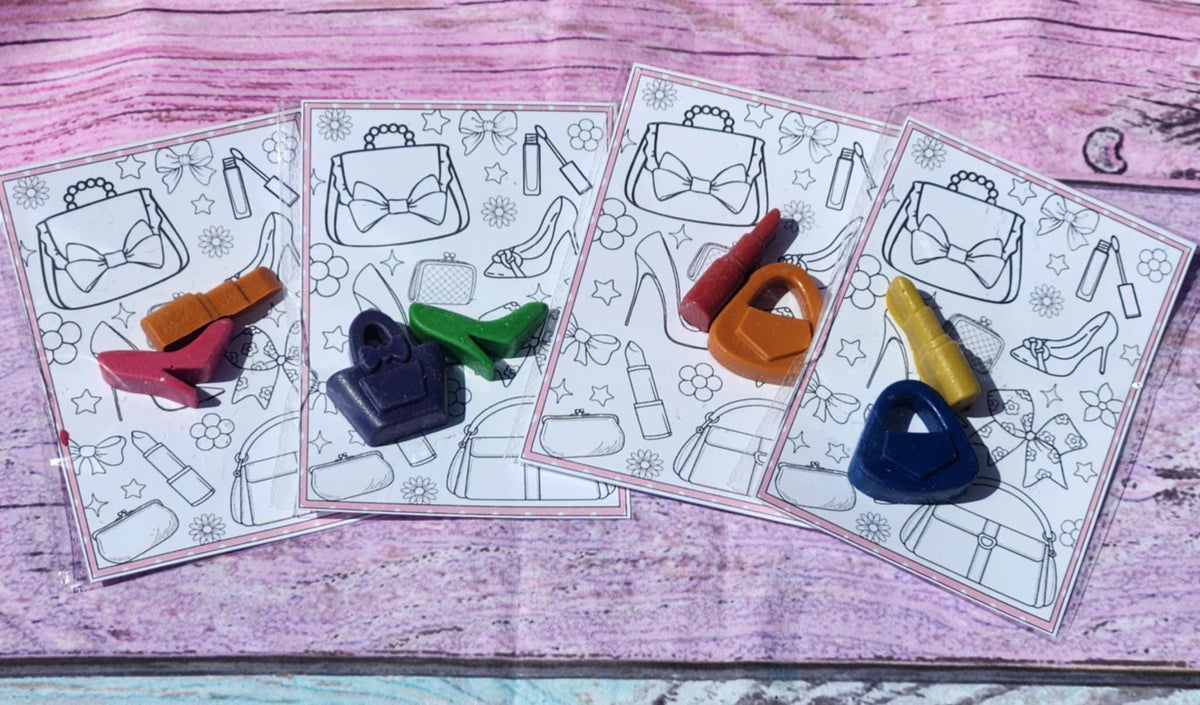 Fashion Crayon Party Favors: Girly Makeup Theme, Mini Coloring Kits