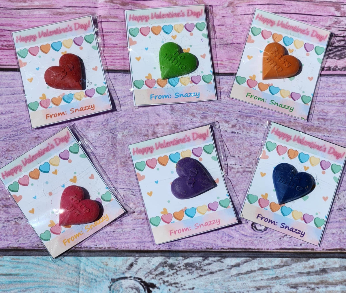 Conversation Heart Valentine Crayons with Card | Kids Valentines Day Favors | Classroom Handouts | Personalized Valentine Gifts
