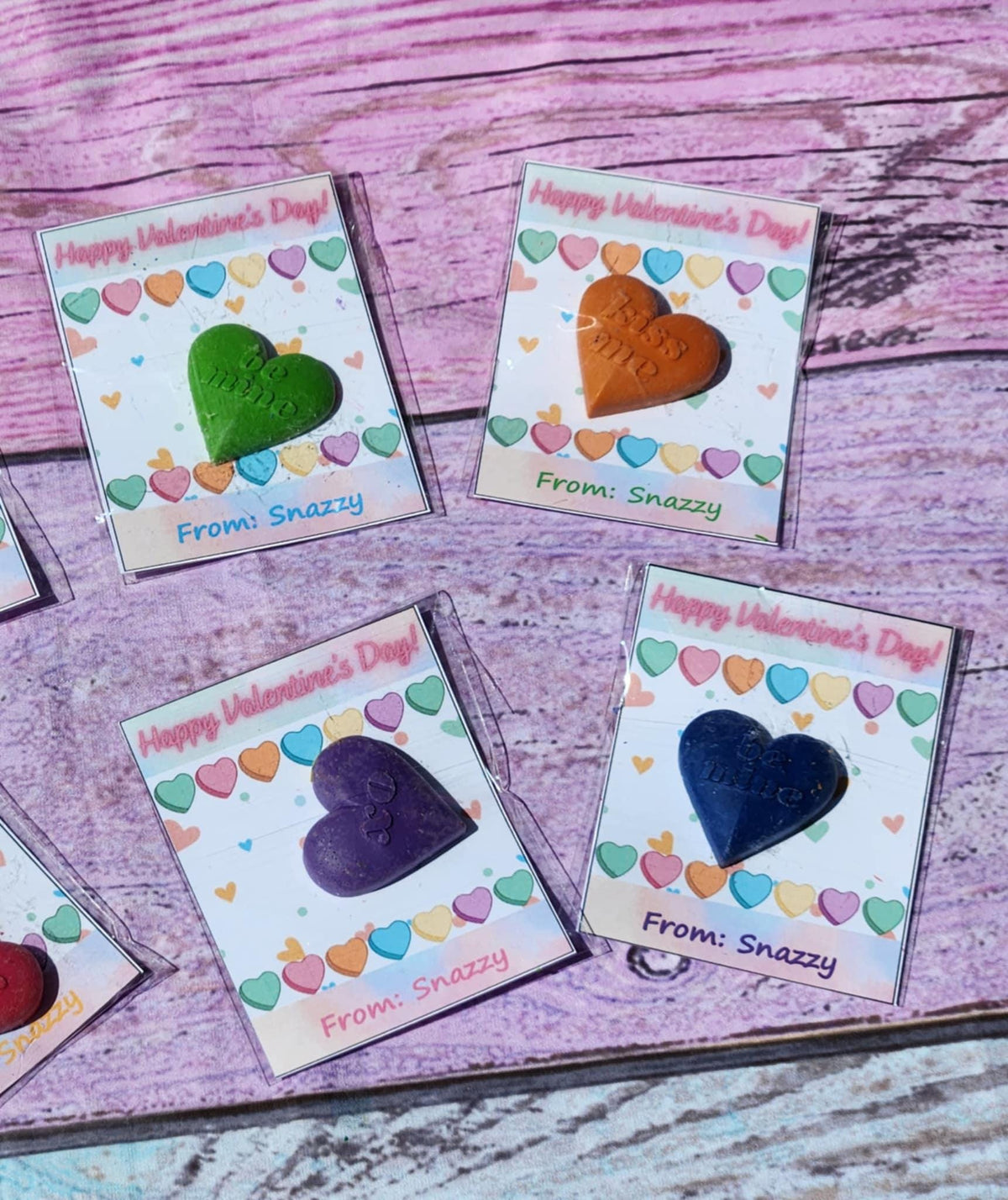 Conversation Heart Valentine Crayons with Card | Kids Valentines Day Favors | Classroom Handouts | Personalized Valentine Gifts
