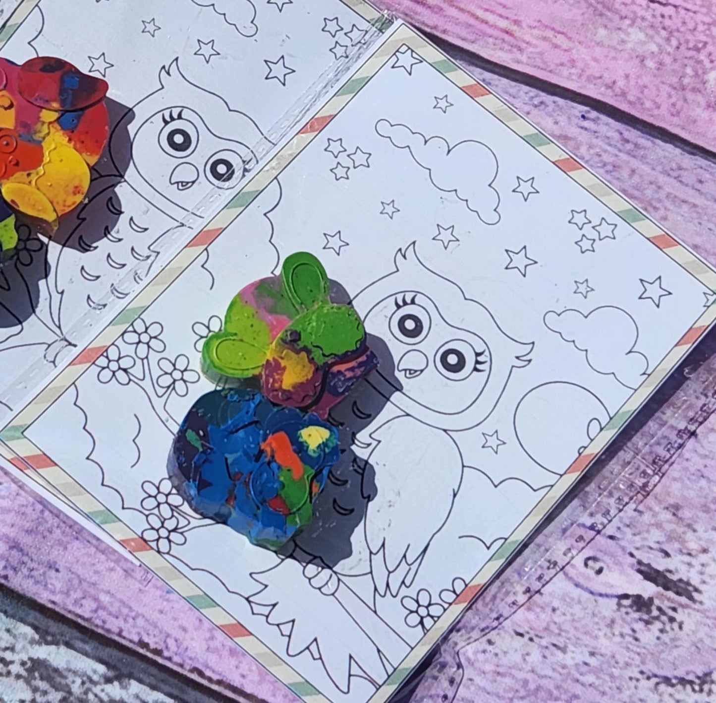 Owl Coloring Page with Crayon Kit: Woodland Party Favor