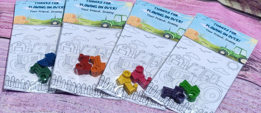 Farm Tractor Party Favors | Barnyard Coloring Kit | Personalized Crayon Set | Barn Birthday | Tractor Crayons | Kids Party Activity