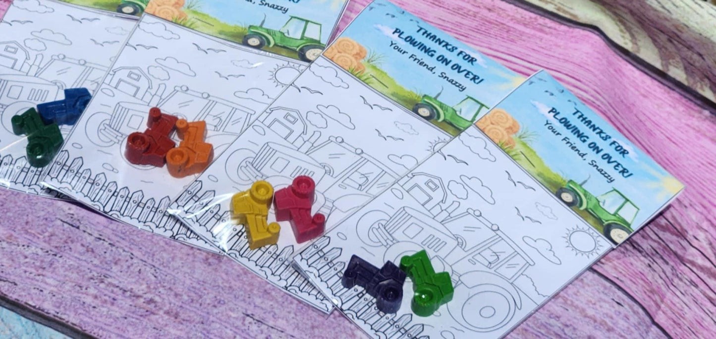 Farm Tractor Party Favors | Barnyard Coloring Kit | Personalized Crayon Set | Barn Birthday | Tractor Crayons | Kids Party Activity