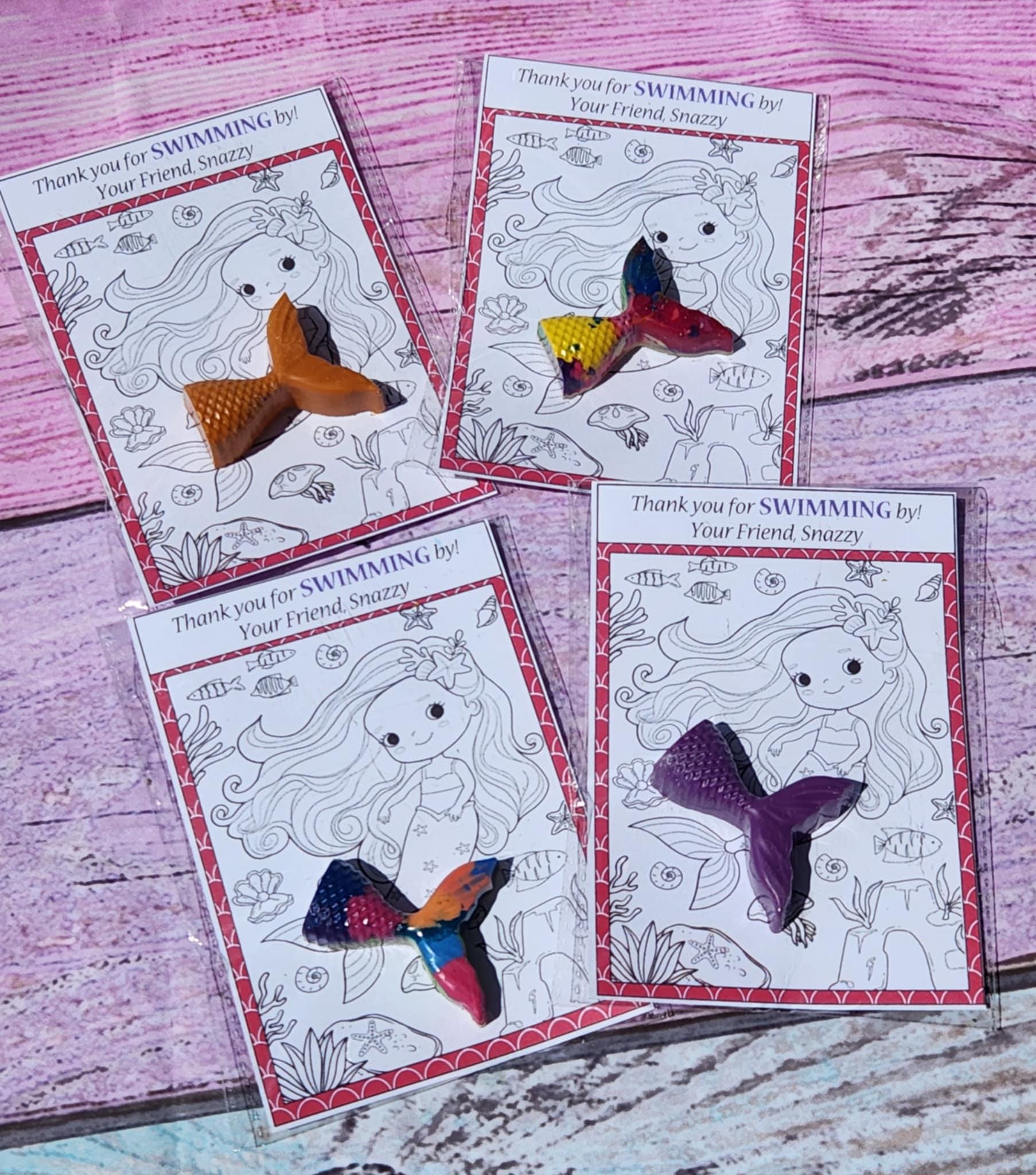 Mermaid Crayon Party Favors | Kids Birthday Gifts | Unique Mermaid Themed with Coloring Card l Mermaid Theme Birthday Favors l Mermaid Gifts