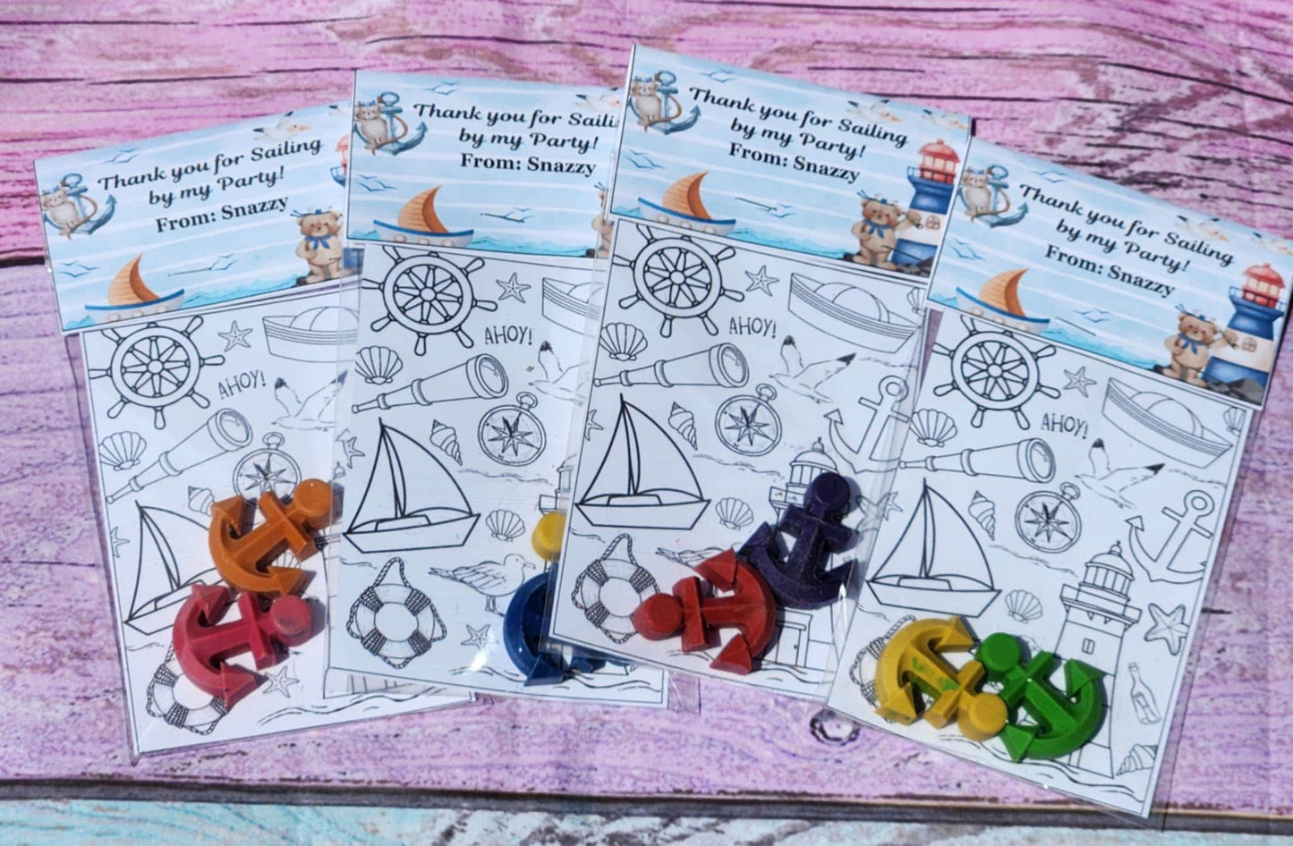 Nautical Crayon Party Favors | Sailing Birthday Celebration | Anchor & Sailboat Shaped Crayons | Ahoy Birthday Gifts for Kids l Goodie Bag