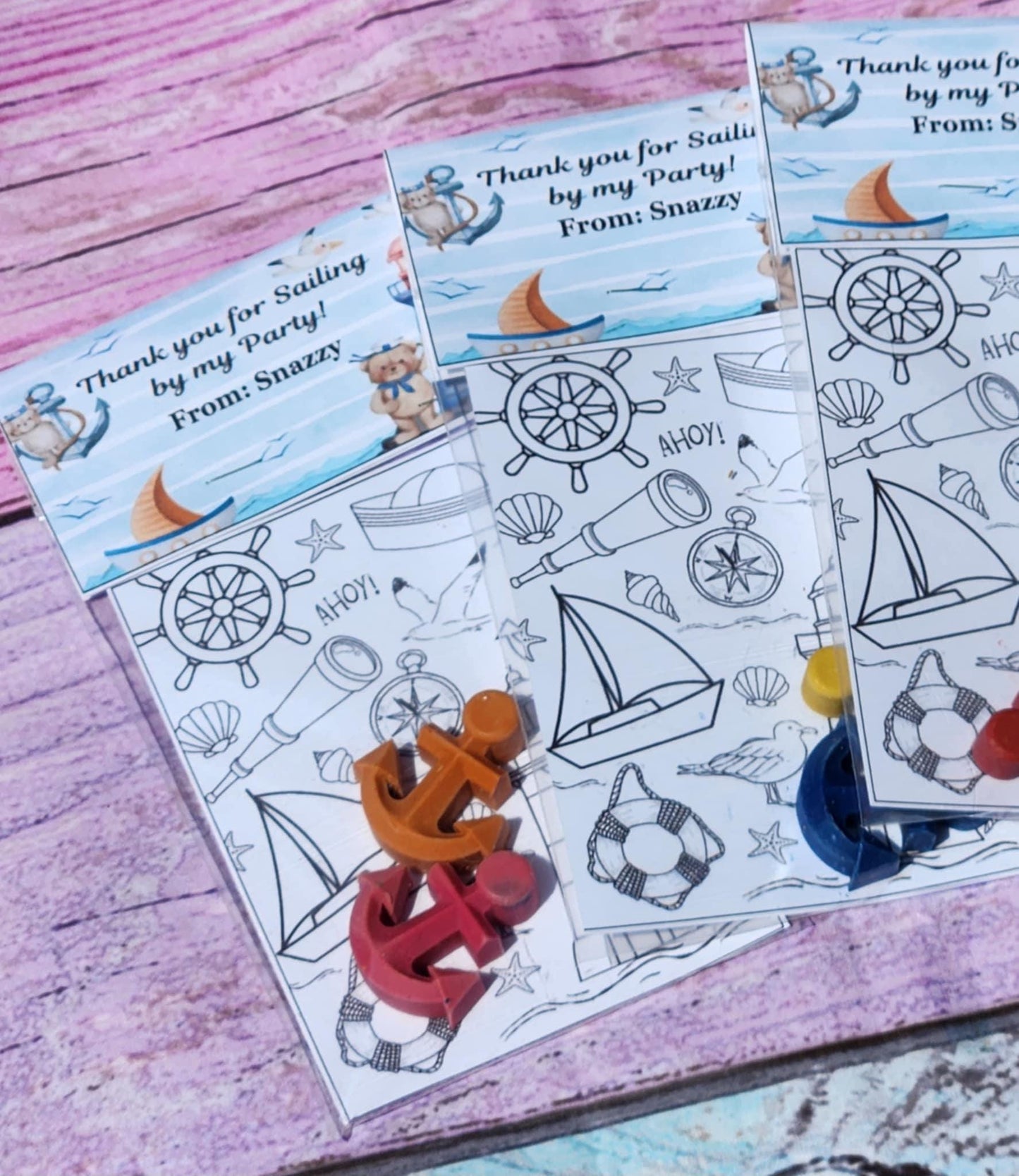 Nautical Crayon Party Favors | Sailing Birthday Celebration | Anchor & Sailboat Shaped Crayons | Ahoy Birthday Gifts for Kids l Goodie Bag