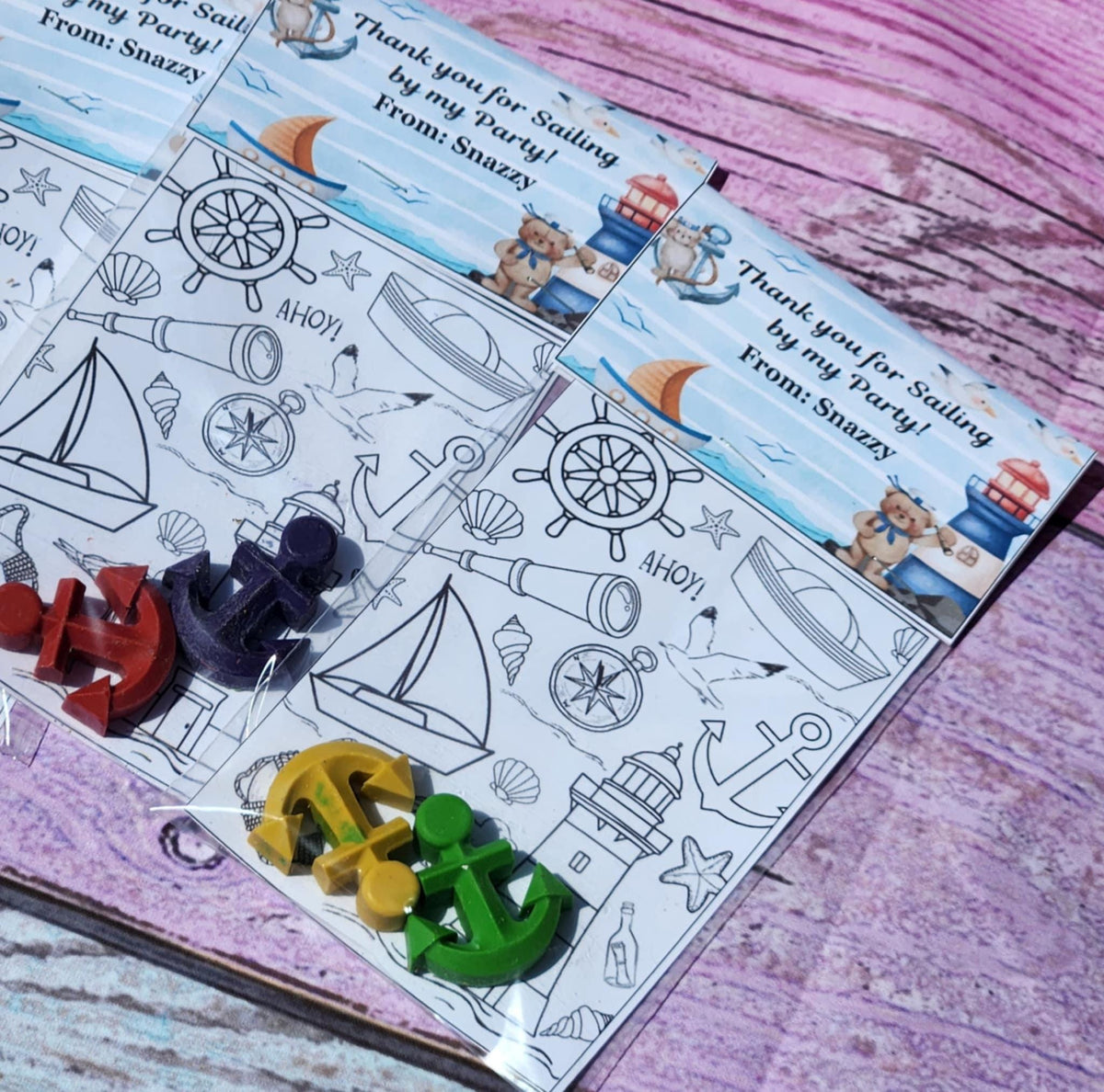 Nautical Crayon Party Favors | Sailing Birthday Celebration | Anchor & Sailboat Shaped Crayons | Ahoy Birthday Gifts for Kids l Goodie Bag