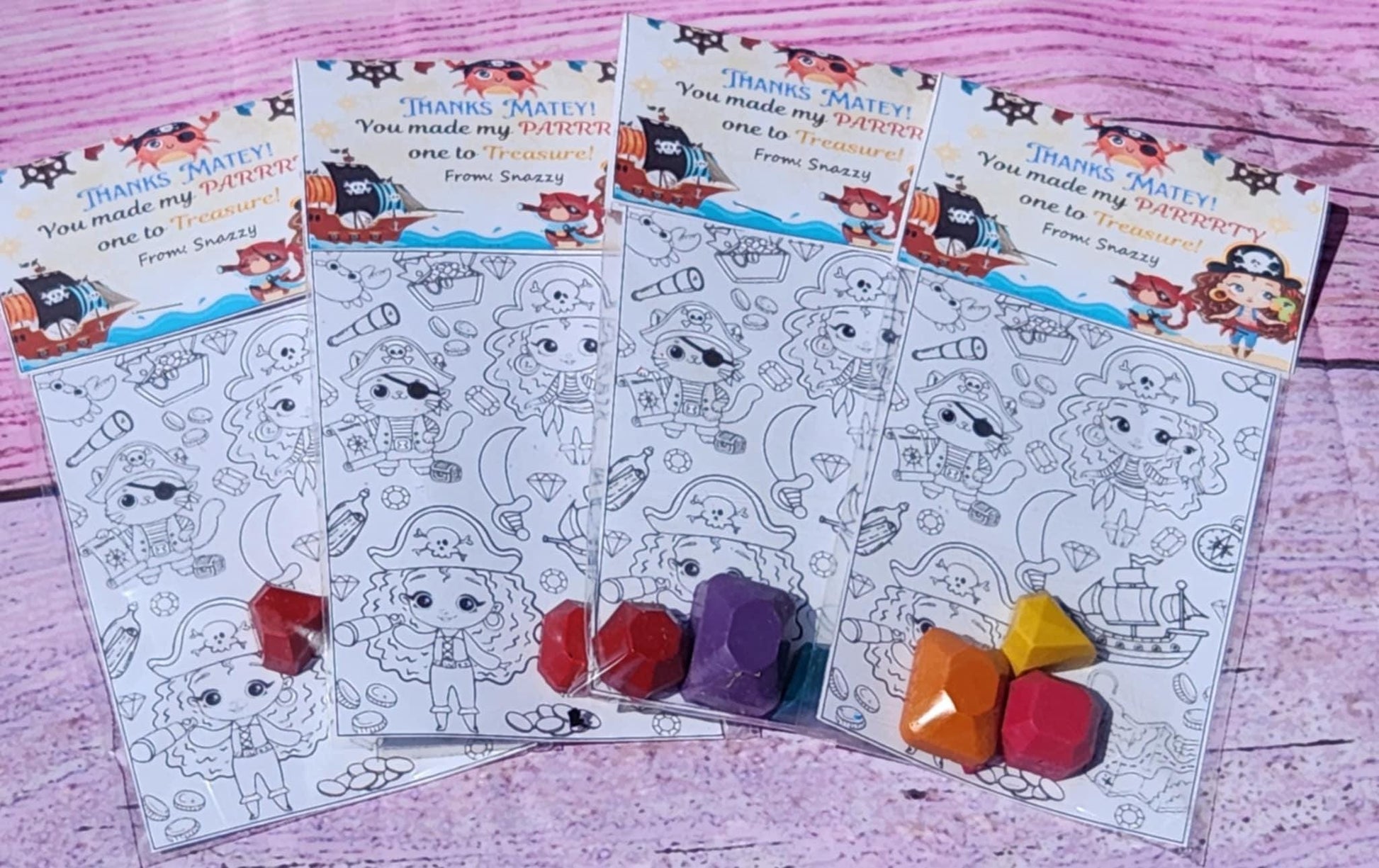 Pirate Girl Coloring Kit with Gem Crayons | Party Favors & Fillers | Non-Toxic Kids Crayons | Pirate Birthday Party Supplies