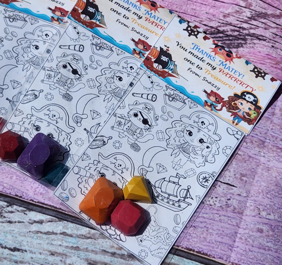 Pirate Girl Coloring Kit with Gem Crayons | Party Favors & Fillers | Non-Toxic Kids Crayons | Pirate Birthday Party Supplies