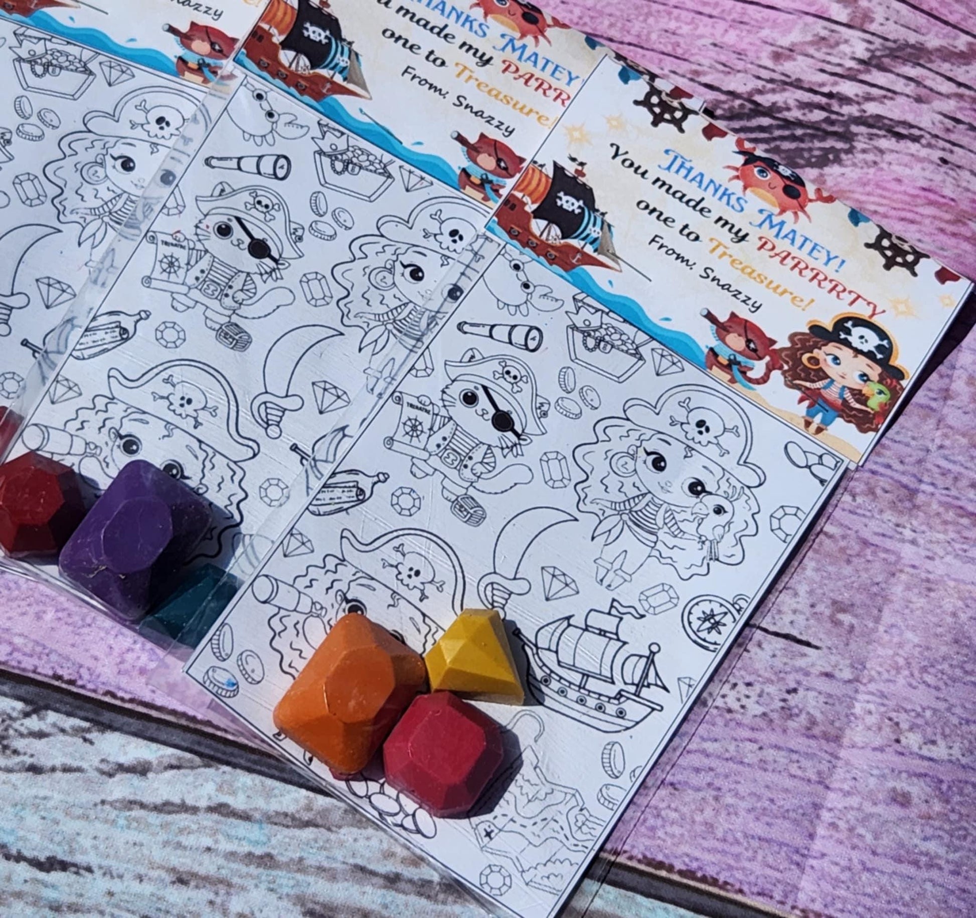 Pirate Girl Coloring Kit with Gem Crayons | Party Favors & Fillers | Non-Toxic Kids Crayons | Pirate Birthday Party Supplies