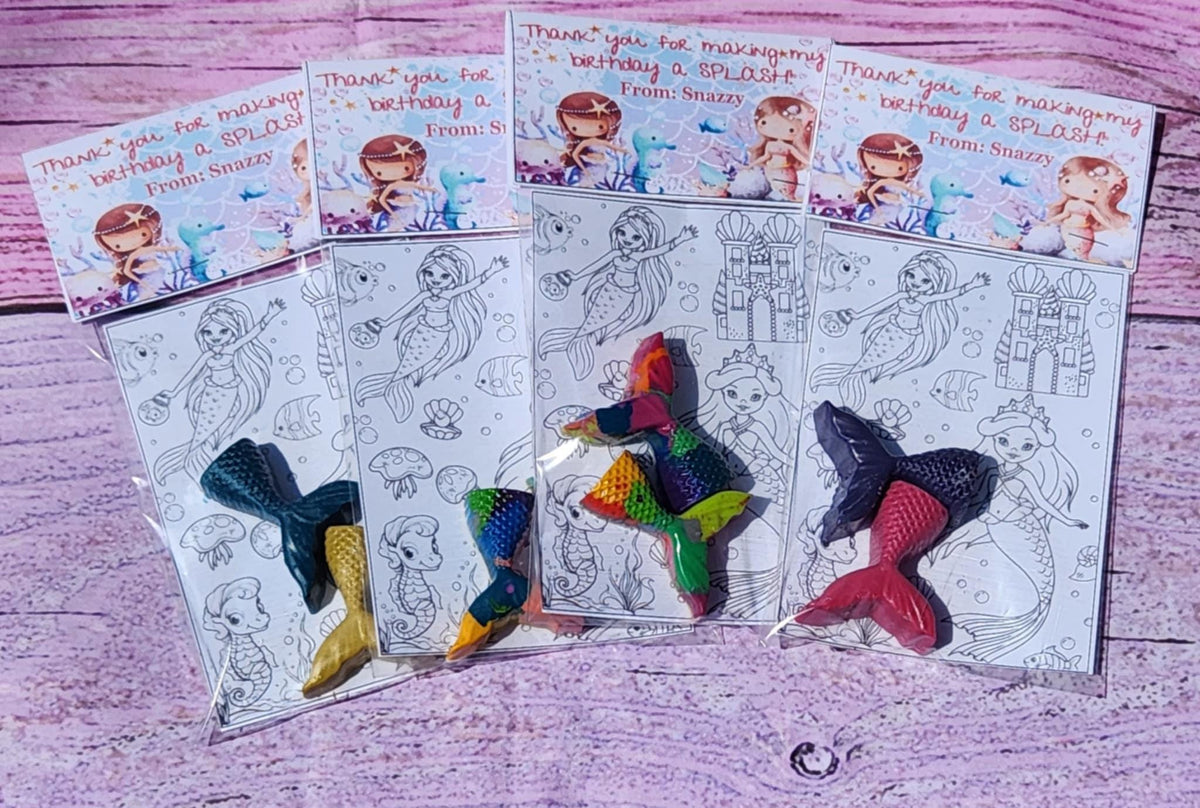 Personalized Personalized Mermaid Coloring Party Favors | Personalized Gifts | Non-Toxic Kids Crayons | Birthday Favors & Class Handouts
