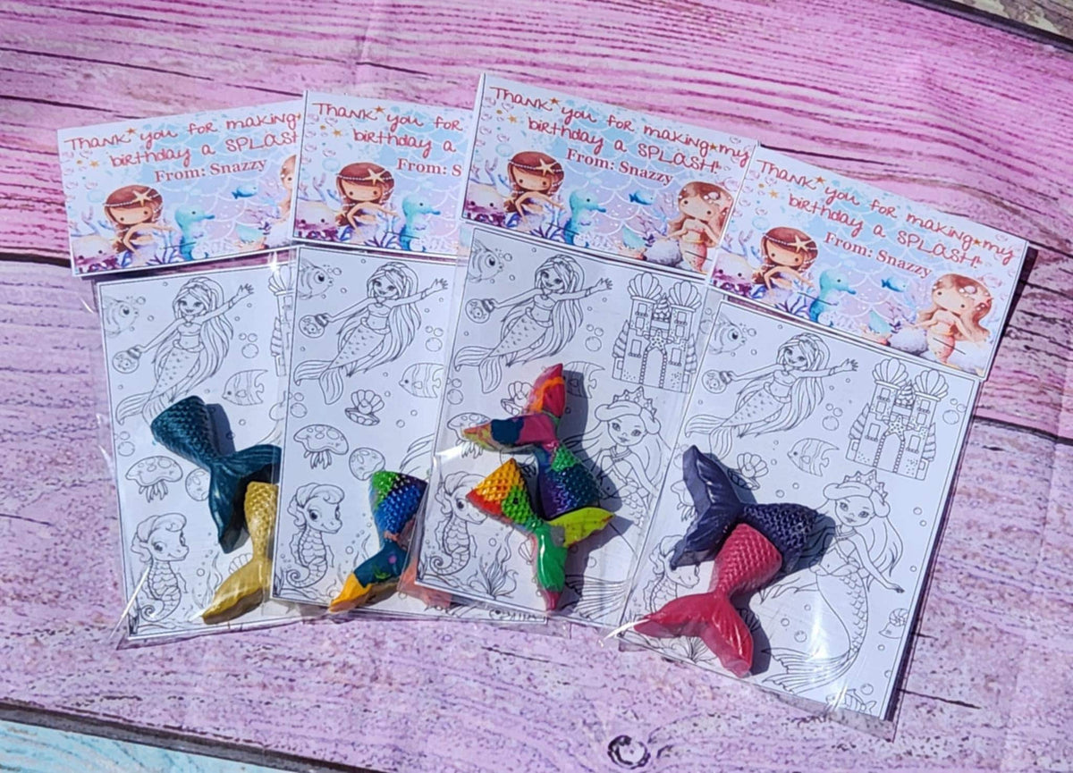 Personalized Personalized Mermaid Coloring Party Favors | Personalized Gifts | Non-Toxic Kids Crayons | Birthday Favors & Class Handouts