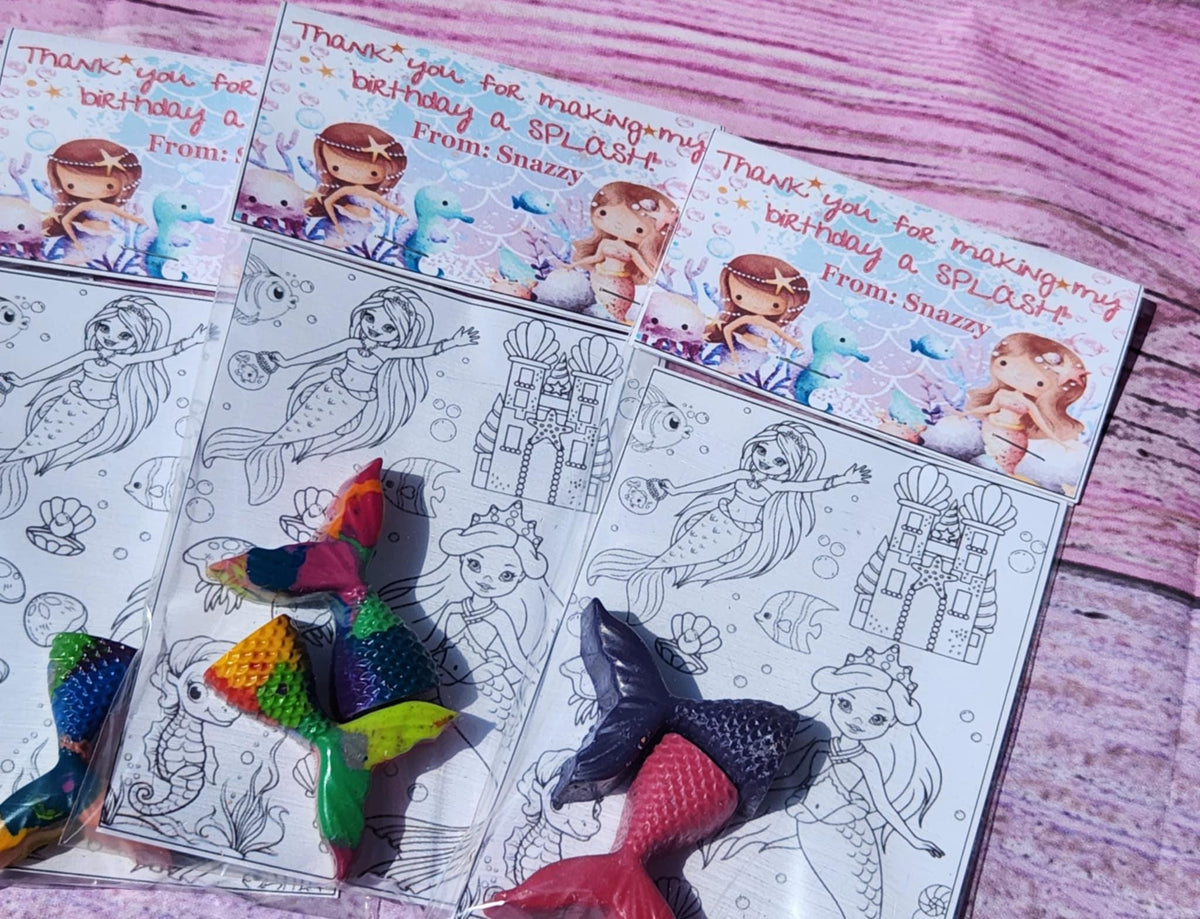 Personalized Personalized Mermaid Coloring Party Favors | Personalized Gifts | Non-Toxic Kids Crayons | Birthday Favors & Class Handouts