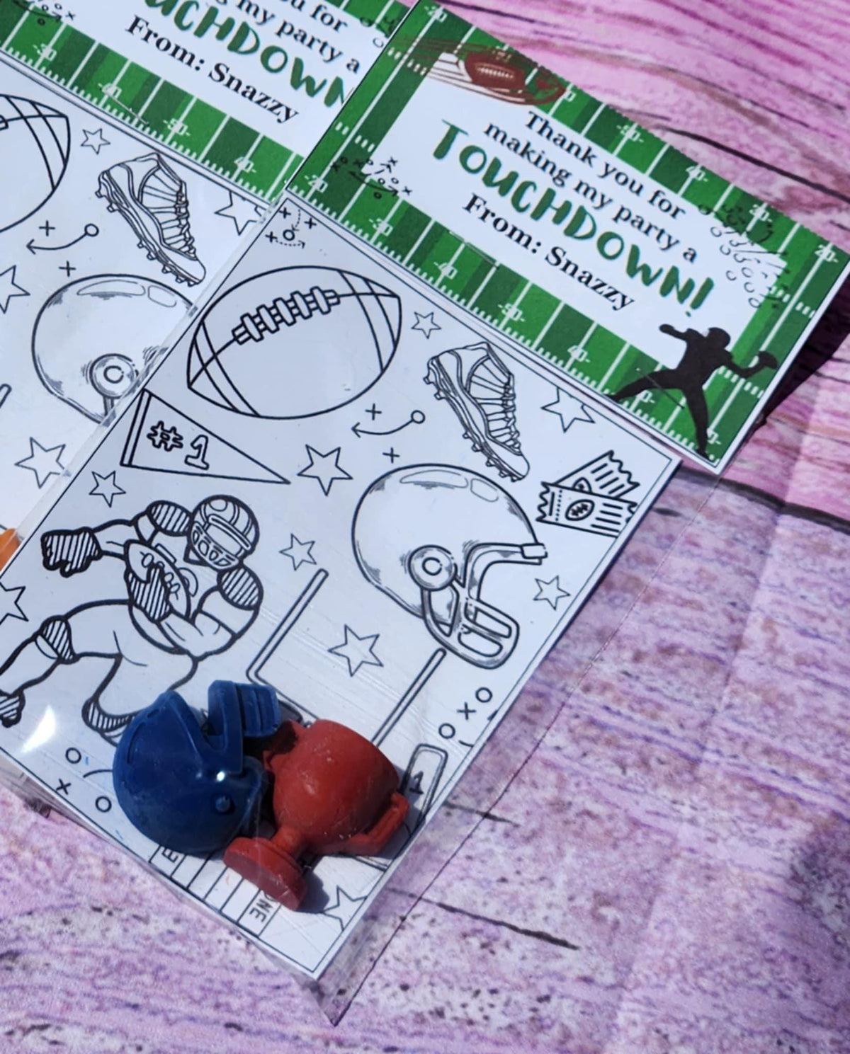 Football Crayons & Coloring Kit | Party Favors l Thank You Gifts | Game Day Party | Kids Classroom Gift | Non-Toxic