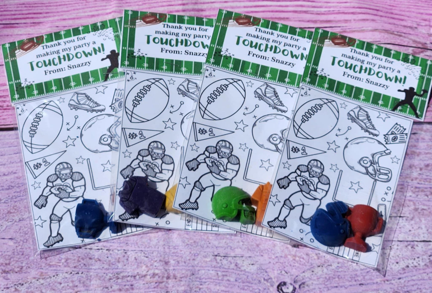 Football Crayons & Coloring Kit | Party Favors l Thank You Gifts | Game Day Party | Kids Classroom Gift | Non-Toxic