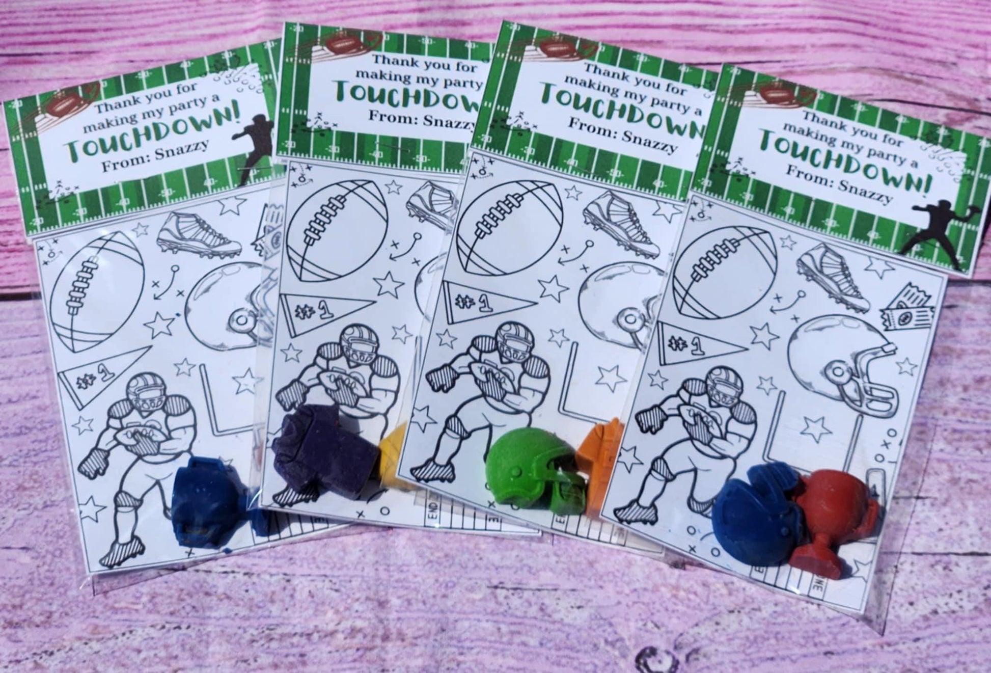 Football Crayons & Coloring Kit | Party Favors l Thank You Gifts | Game Day Party | Kids Classroom Gift | Non-Toxic