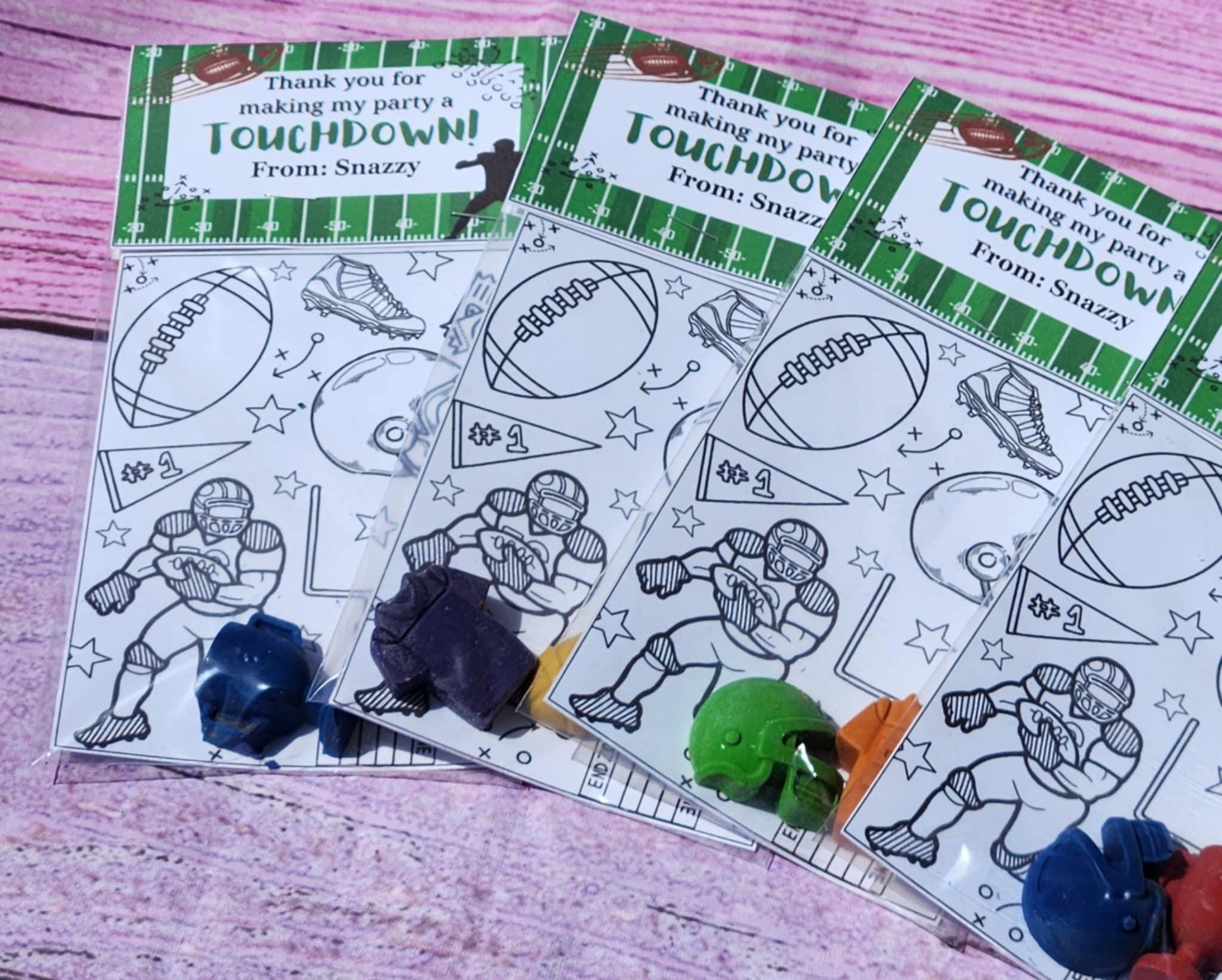 Football Crayons & Coloring Kit | Party Favors l Thank You Gifts | Game Day Party | Kids Classroom Gift | Non-Toxic