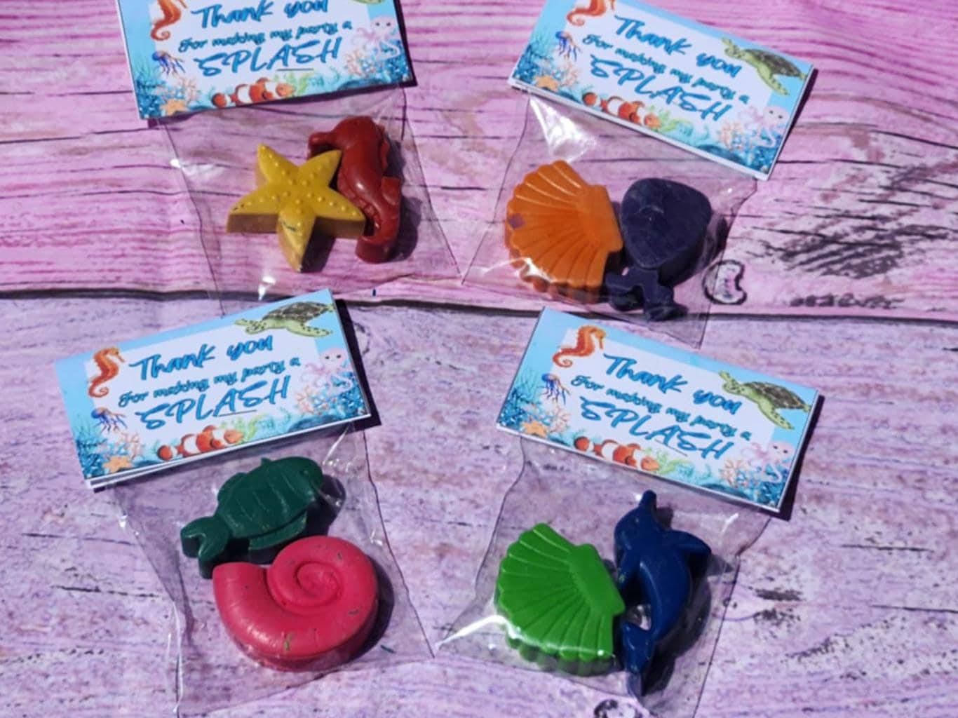 Ocean Theme Crayons for Kids | Under the Sea Party Favors | Non-Toxic Sea Life Crayons | Kids Birthday Party Supplies