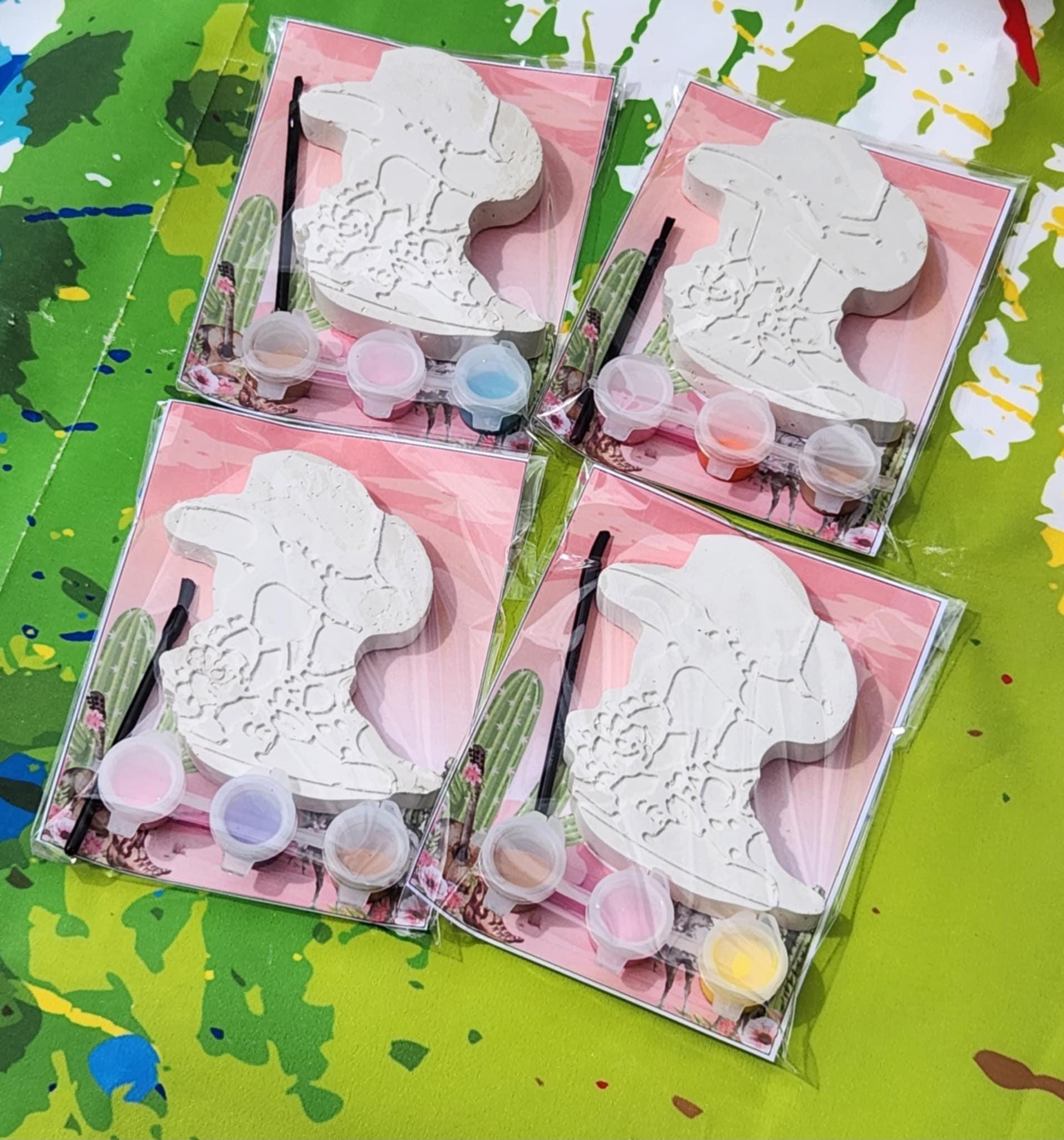 Cowgirl Party Favors | Plaster Paint Kit Activity | Non-Toxic Kids Craft | Boots & Saddle Up Fun l Cowgirl Birthday Theme Gifts