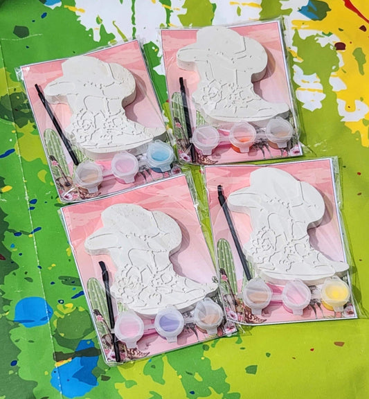 Cowgirl Party Favors | Plaster Paint Kit Activity | Non-Toxic Kids Craft | Boots & Saddle Up Fun l Cowgirl Birthday Theme Gifts