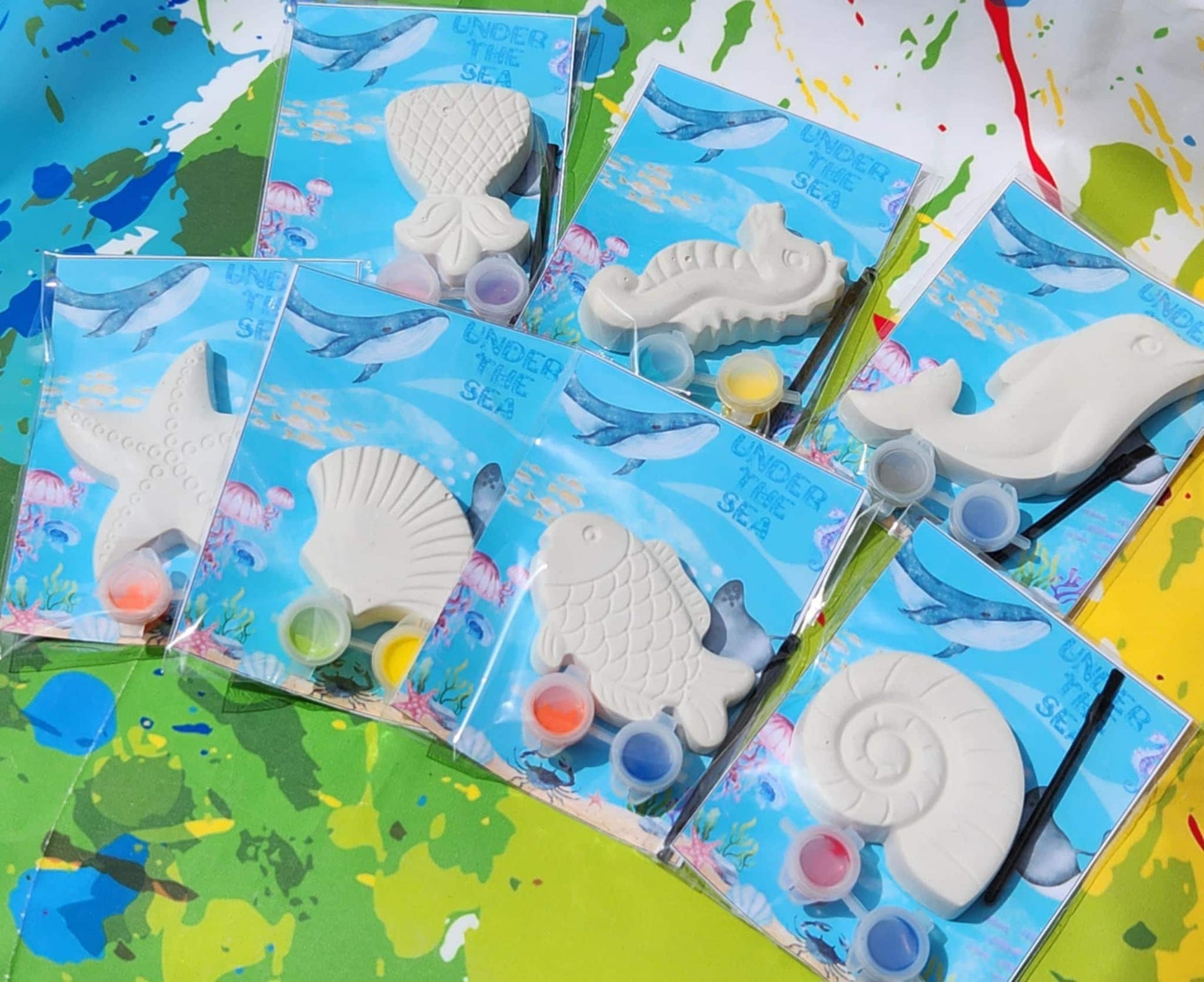 Ocean Themed Kids Paint Kits | Plaster Painting Party Favors | Under the Sea Birthday Activity | DIY Fish Dolphin Starfish Art