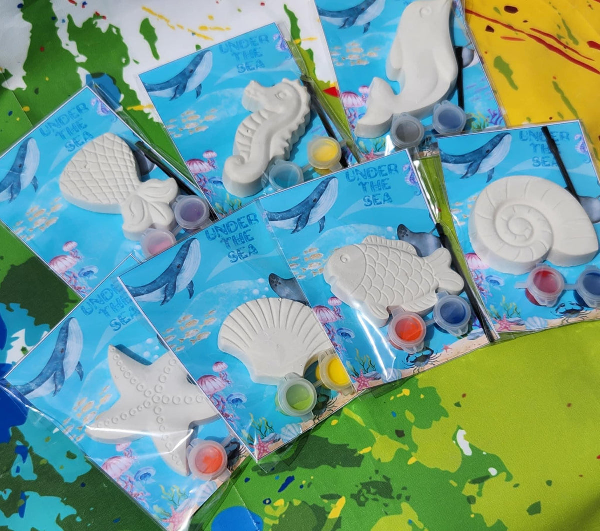 Ocean Themed Kids Paint Kits | Plaster Painting Party Favors | Under the Sea Birthday Activity | DIY Fish Dolphin Starfish Art