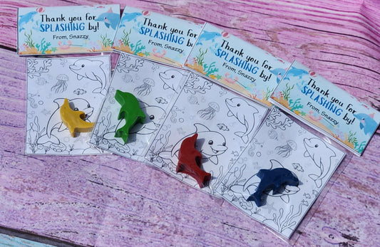 Dolphin Coloring Kit: Handmade Crayon Party Favors