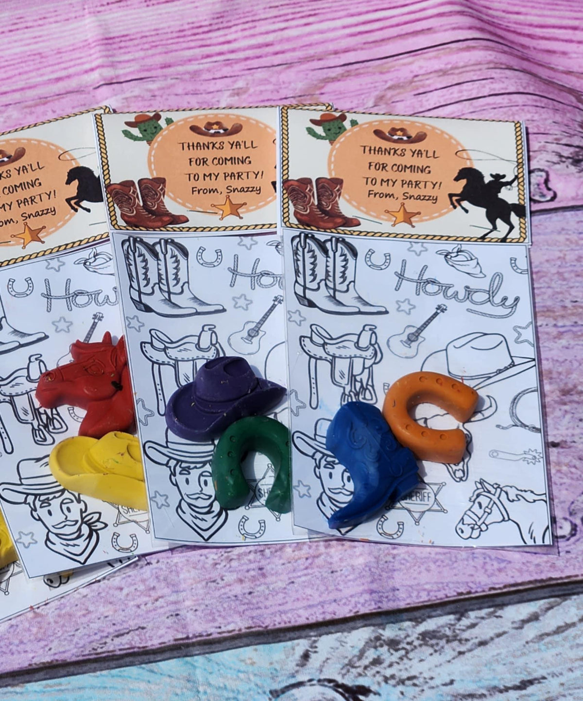 Cowboy Themed Coloring Kits with Crayons, Party Fillers - Party Favors - Western Crayons - Rodeo Birthday