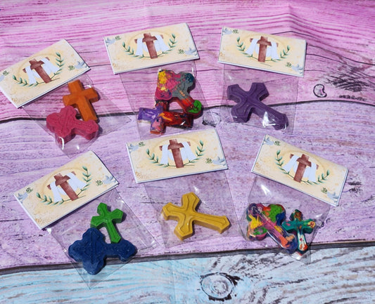 Cross Crayons | First Communion Party Favors | Religious Crayon Kit | Non-Candy Church Handout | Easter Crayons | Baptism Favors