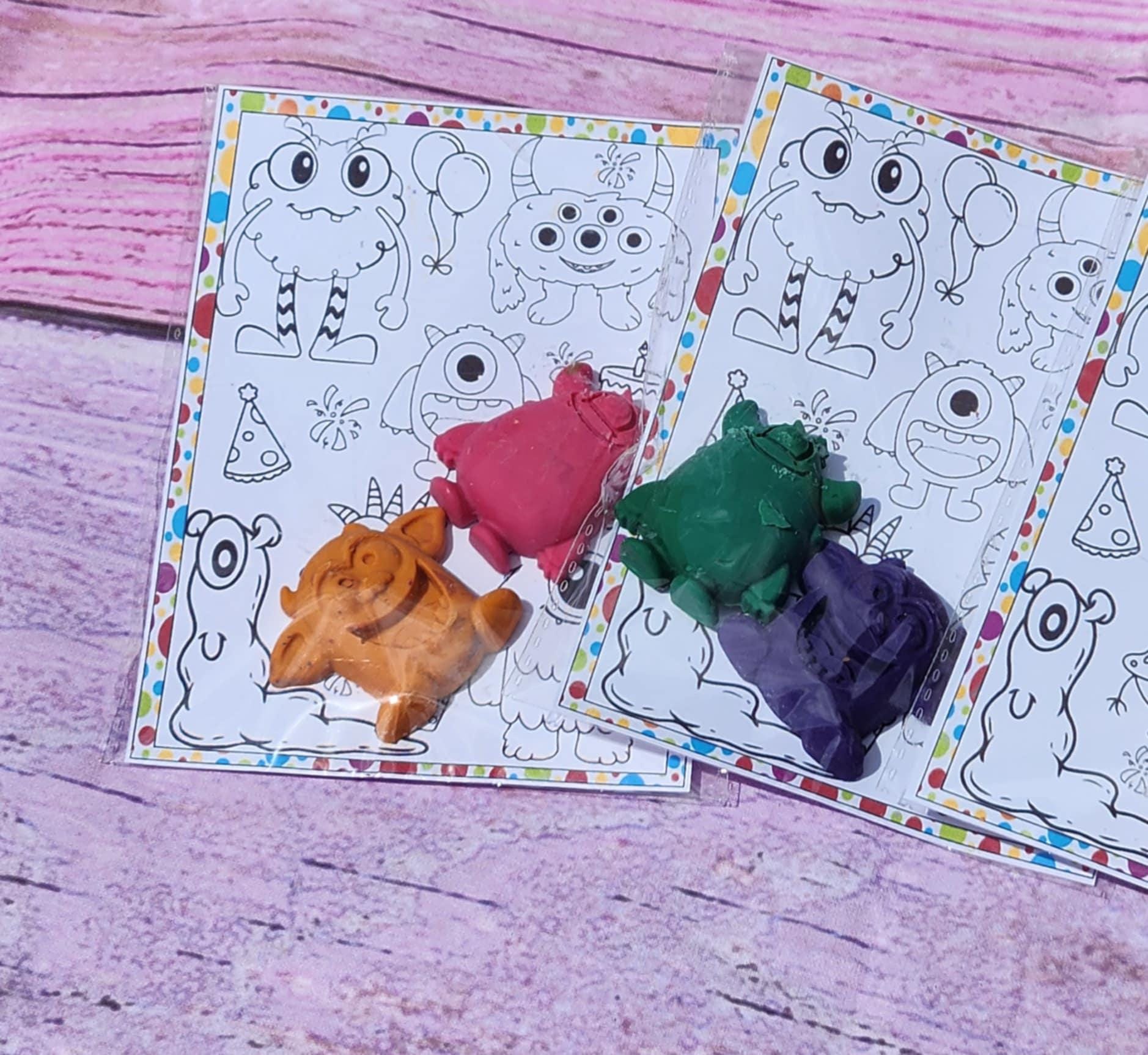 Monster Crayons Party Favors: Handmade Kids Art with Coloring Page