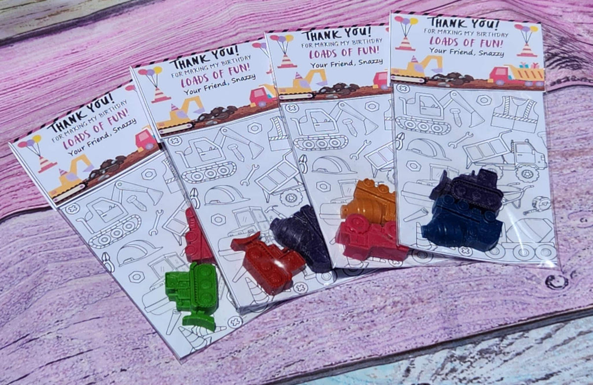 Construction Truck Crayons: Party Favor Coloring Kits