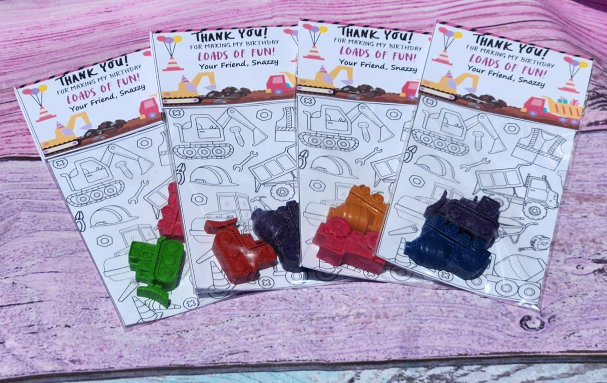 Construction Truck Crayons: Party Favor Coloring Kits