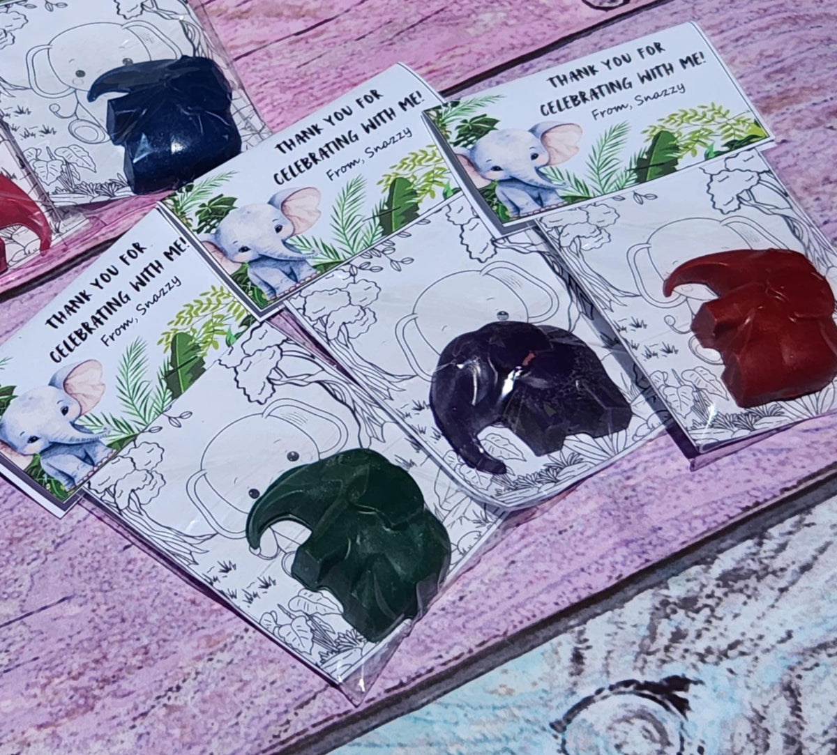 Elephant Crayon Party Favors – Kids Birthday Favors – Animal Party Goodie Bag Gifts – Non-Toxic Crayons – Zoo Theme – Class Party Favor