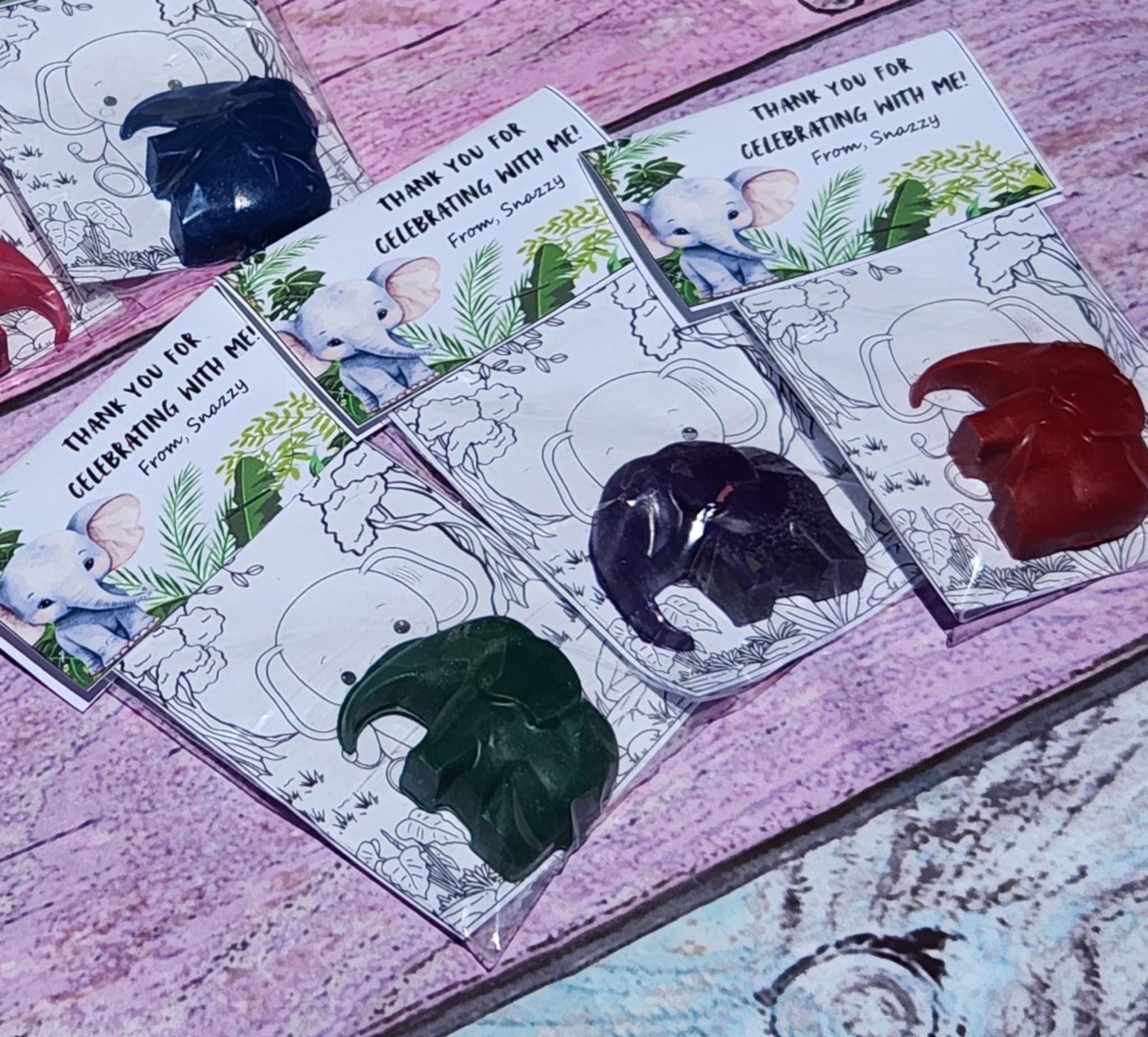 Elephant Crayon Party Favors – Kids Birthday Favors – Animal Party Goodie Bag Gifts – Non-Toxic Crayons – Zoo Theme – Class Party Favor