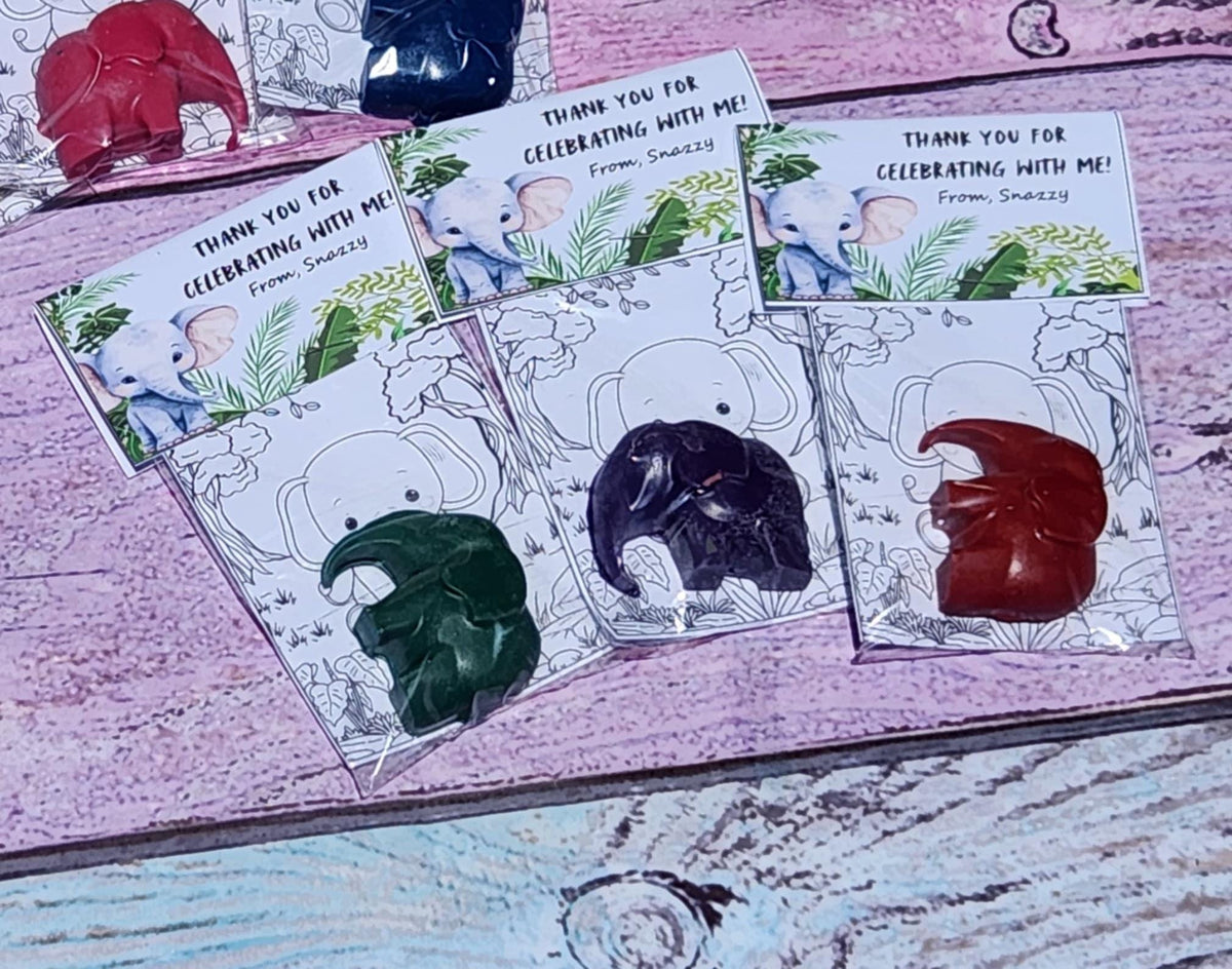 Elephant Crayon Party Favors – Kids Birthday Favors – Animal Party Goodie Bag Gifts – Non-Toxic Crayons – Zoo Theme – Class Party Favor