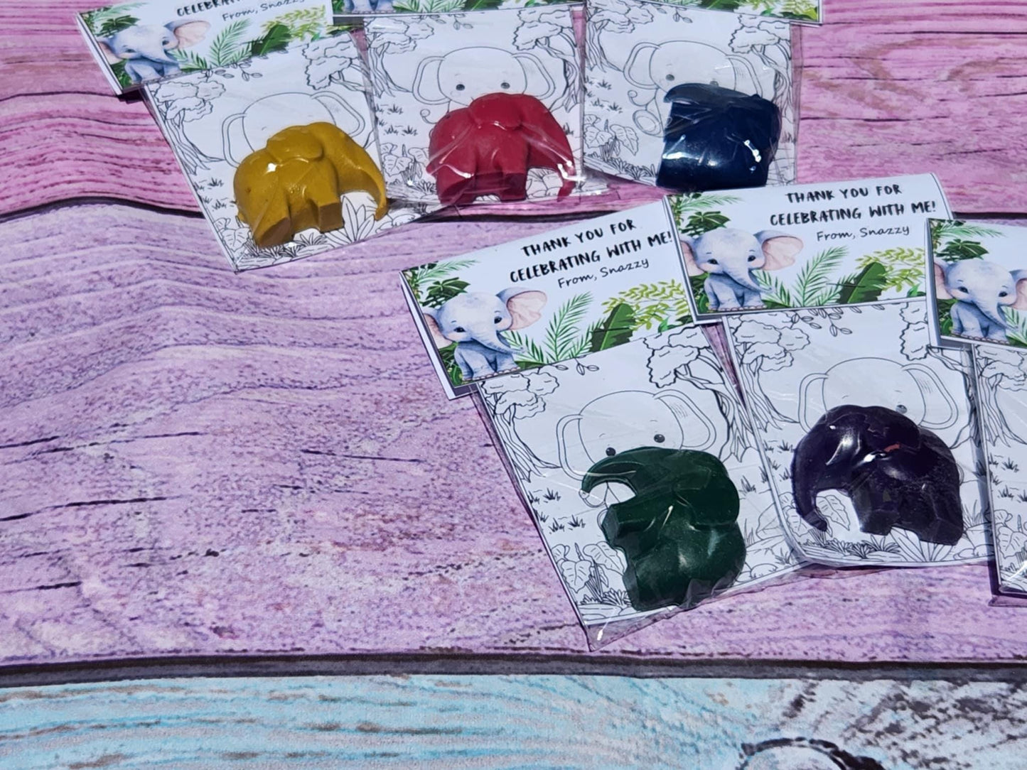 Elephant Crayon Party Favors – Kids Birthday Favors – Animal Party Goodie Bag Gifts – Non-Toxic Crayons – Zoo Theme – Class Party Favor