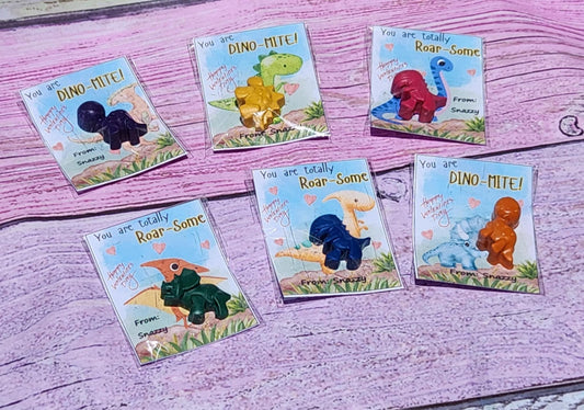 Dinosaur Valentine Cards with Crayons – Kids Valentine’s Day Favors – Classroom Gift – Non-Toxic Dino Crayons – Party Favor for Kids