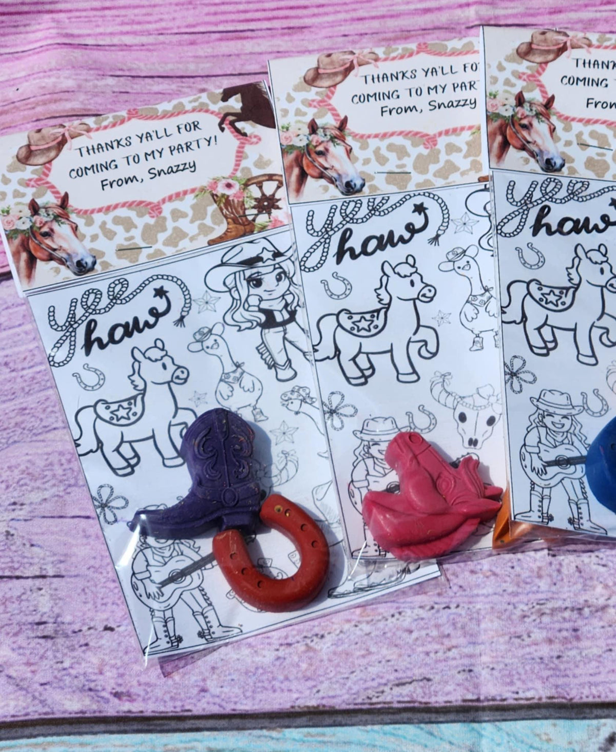 Cowgirl Crayon Coloring Kit | Western Birthday Party Favor | Rodeo Party Filler | Girls Cowboy Themed Crayons | Non-Toxic Kids Gift