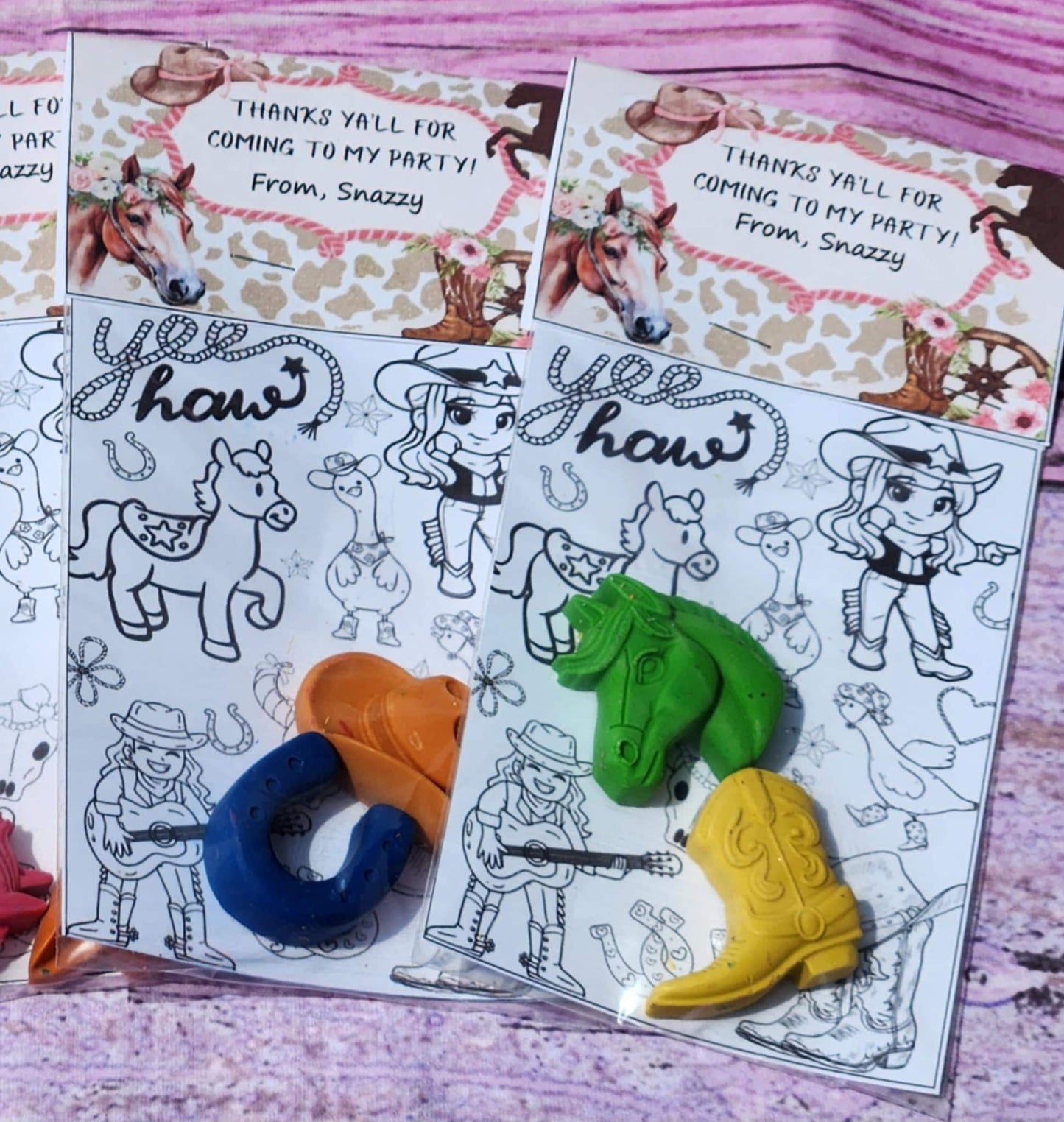 Cowgirl Crayon Coloring Kit | Western Birthday Party Favor | Rodeo Party Filler | Girls Cowboy Themed Crayons | Non-Toxic Kids Gift
