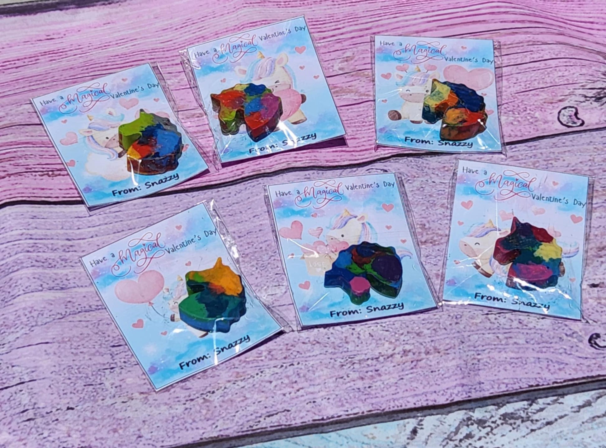 Unicorn Crayons: Personalized Valentine's Day Cards, Kids Favors