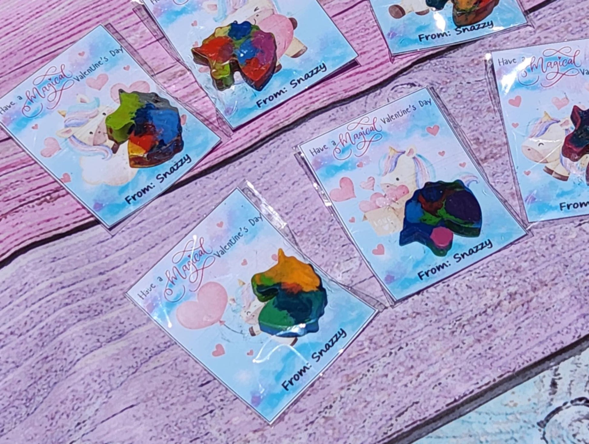 Unicorn Crayons: Personalized Valentine's Day Cards, Kids Favors